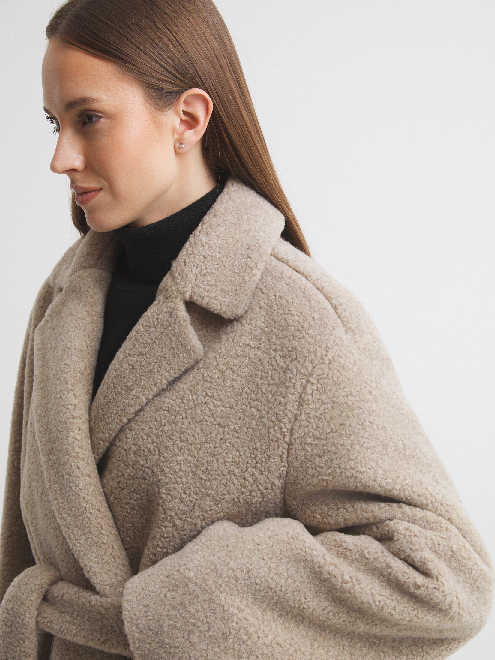 Женское пальто тедди MAISON DAVID NASTIA_TEDDY 05 4560745, серо-бежевый