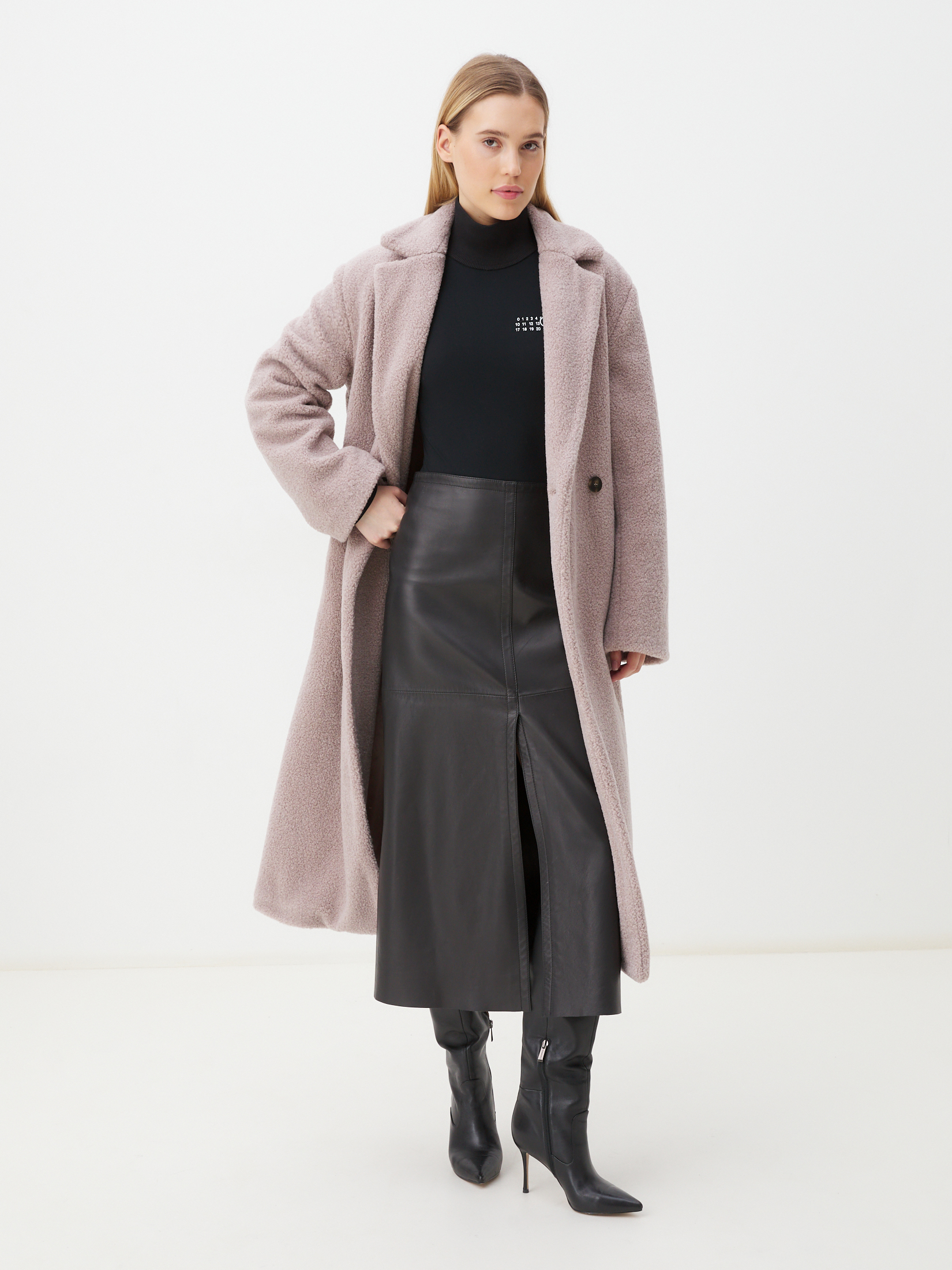 Женское пальто тедди MAISON DAVID MALTA_TEDDY 4301561, серо-розовый