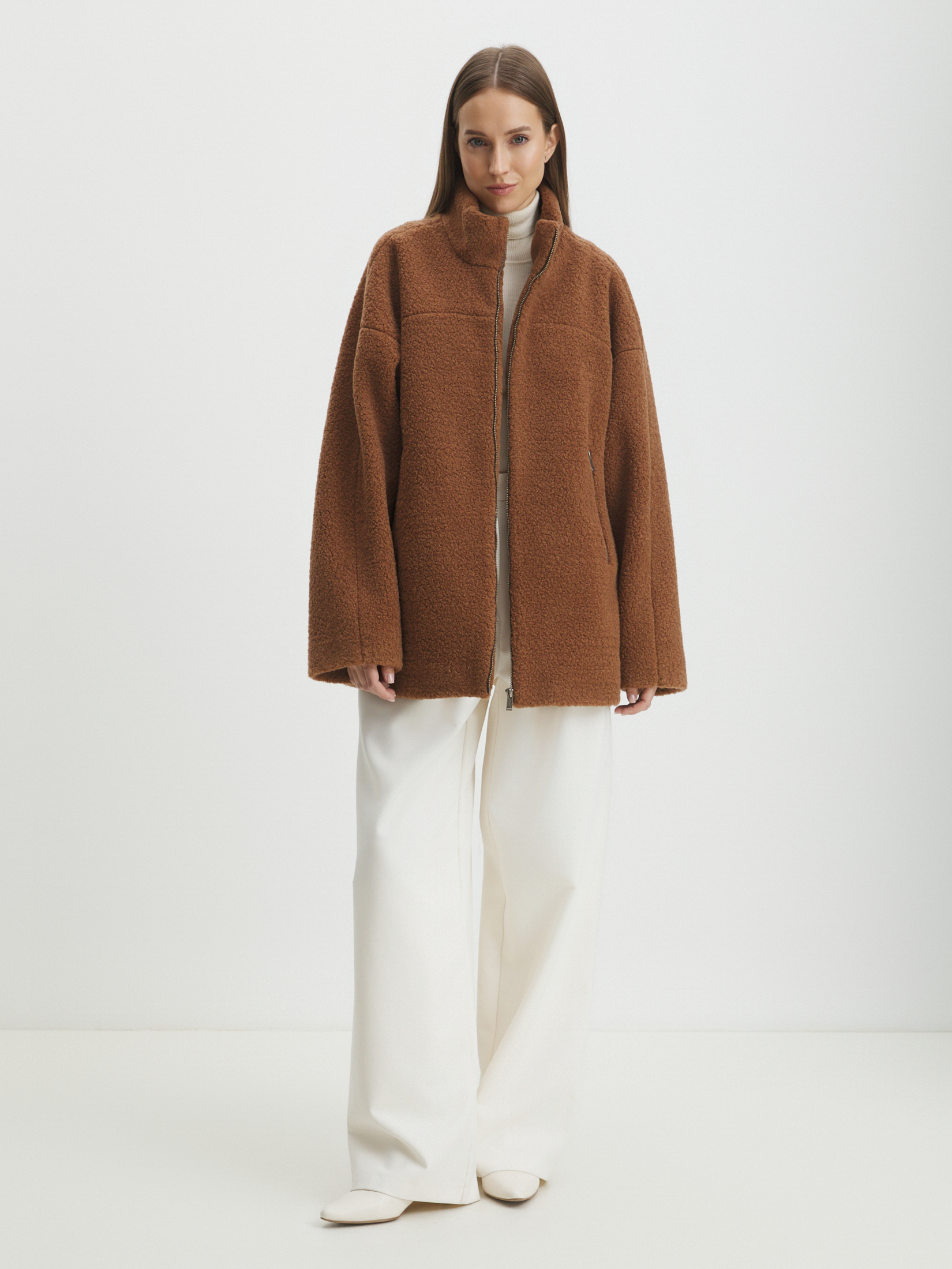 Женское полупальто тедди MAISON DAVID MARGOT_TEDDY 05 4459305, коричневый