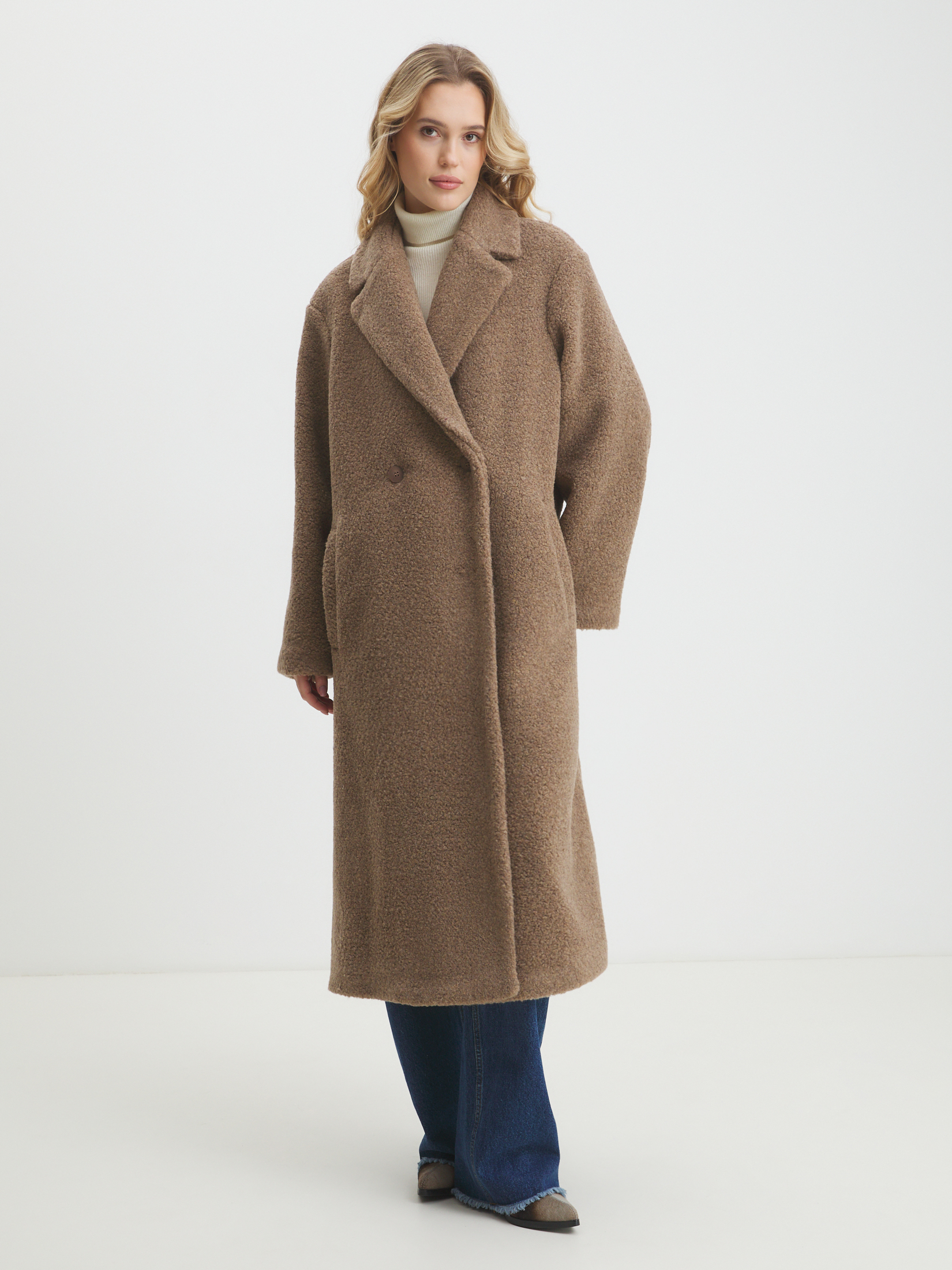 Женское пальто тедди MAISON DAVID KARINA_TEDDY 05 4508355, серо-коричневый