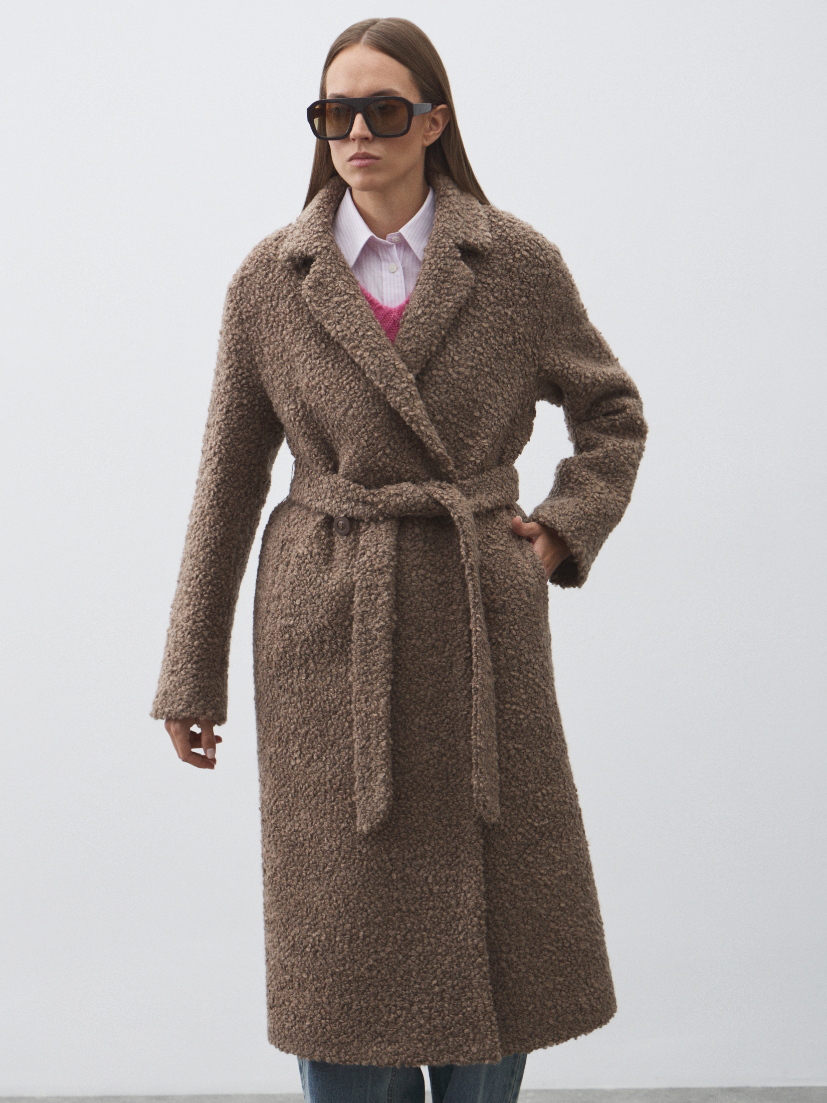 Женское пальто MAISON DAVID NASTIA_ALPACO 4557936, серо-коричневый