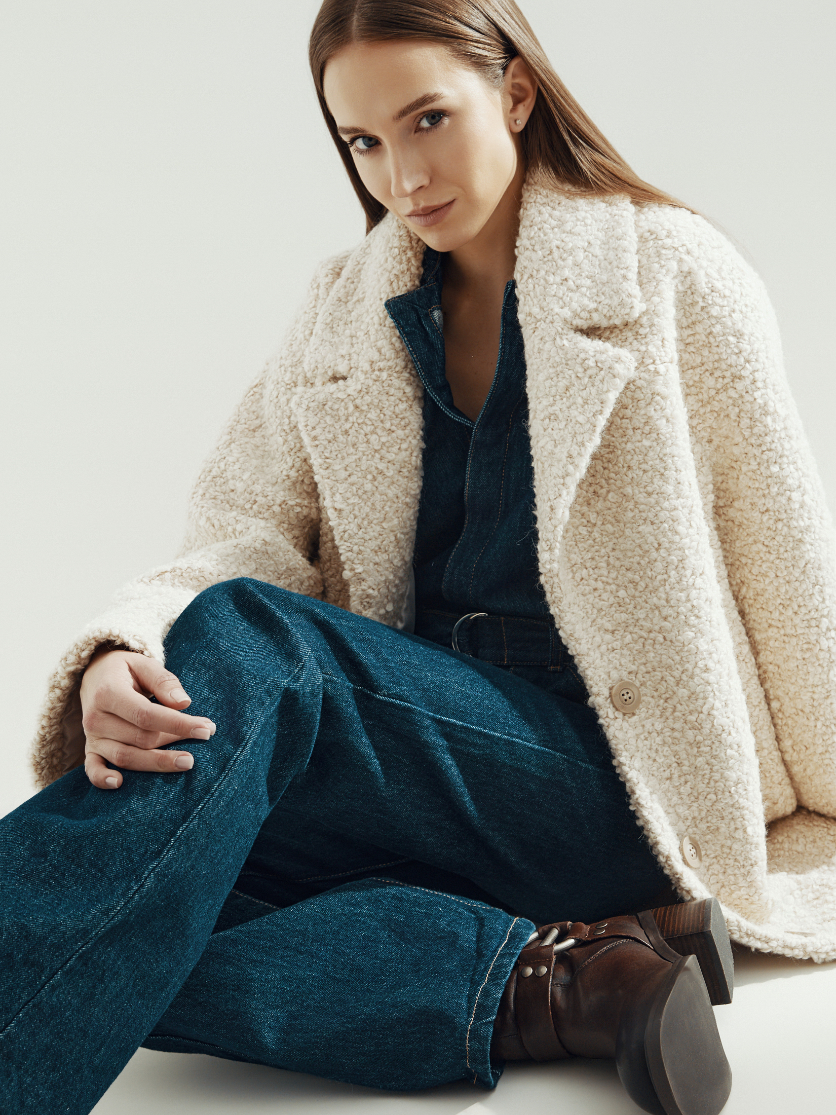 Женское полупальто MAISON DAVID DIANA_ALPACO 4439902, молочно-бежевый