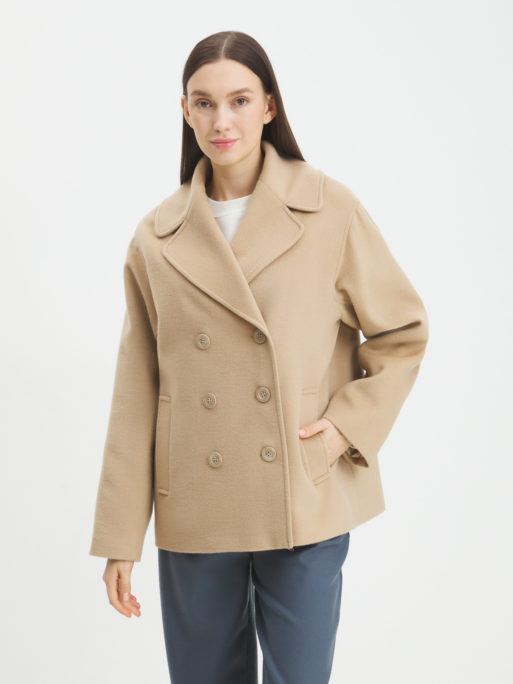 Женское полупальто MAISON DAVID SABINA 4228129, серо-бежевый