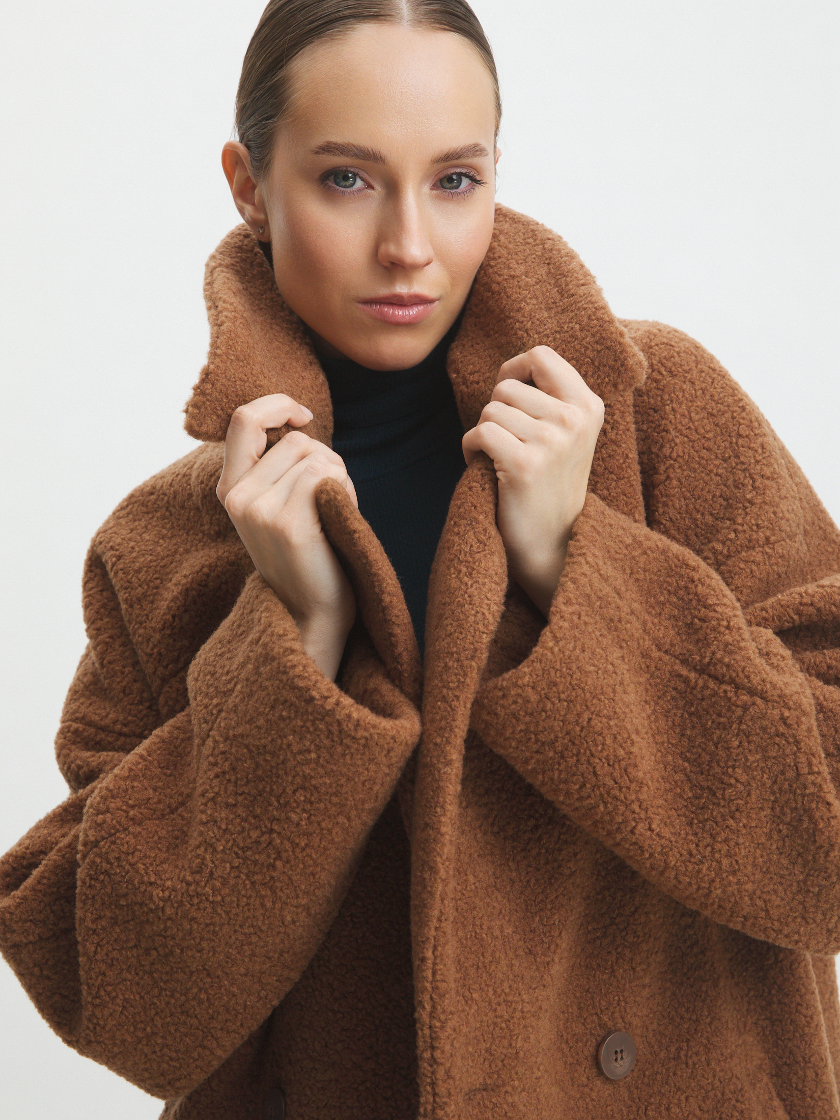 Женское пальто тедди MAISON DAVID JULIA_TEDDY 05 4458872, коричневый