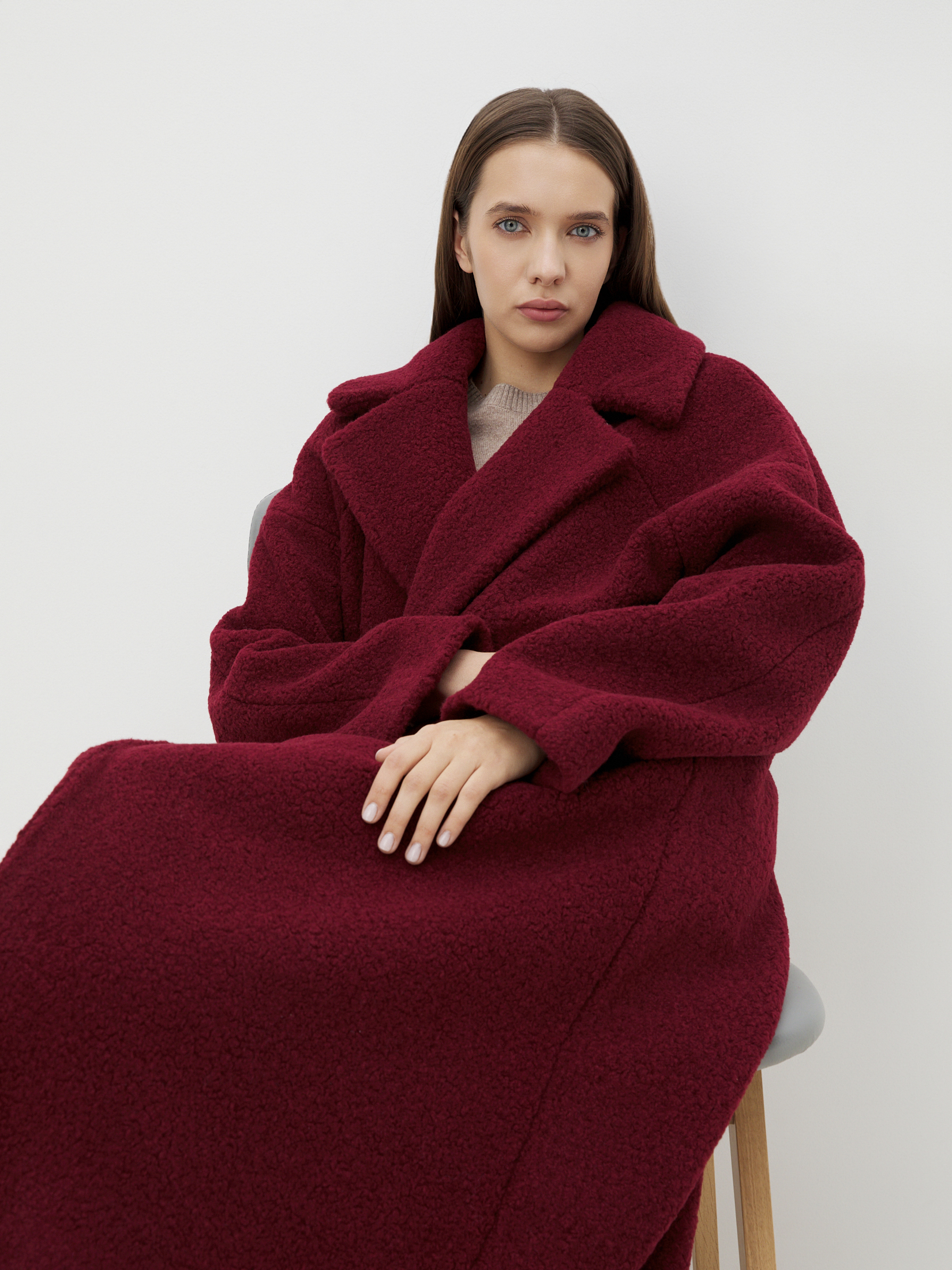 Женское пальто тедди MAISON DAVID JULIA_TEDDY 05 4381268, вишневый