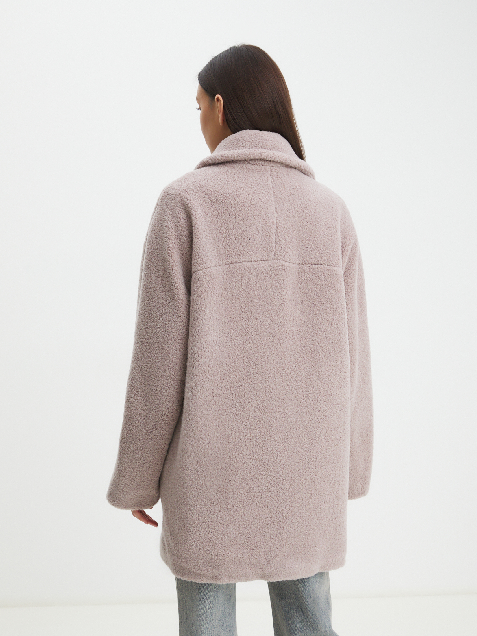 Женское полупальто тедди MAISON DAVID DIANA_TEDDY 4394588, серо-розовый