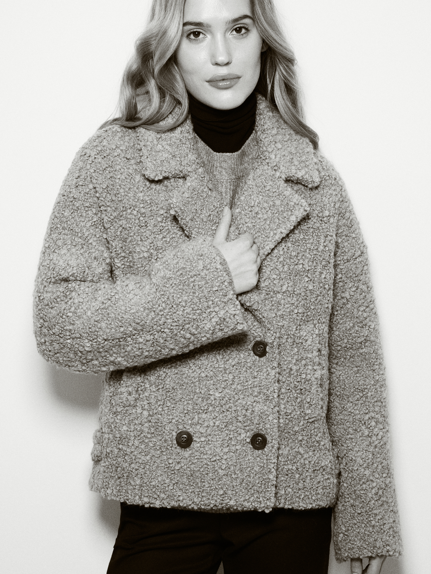 Женское полупальто MAISON DAVID LILOU_ALPACO 4439829, бежево-серый