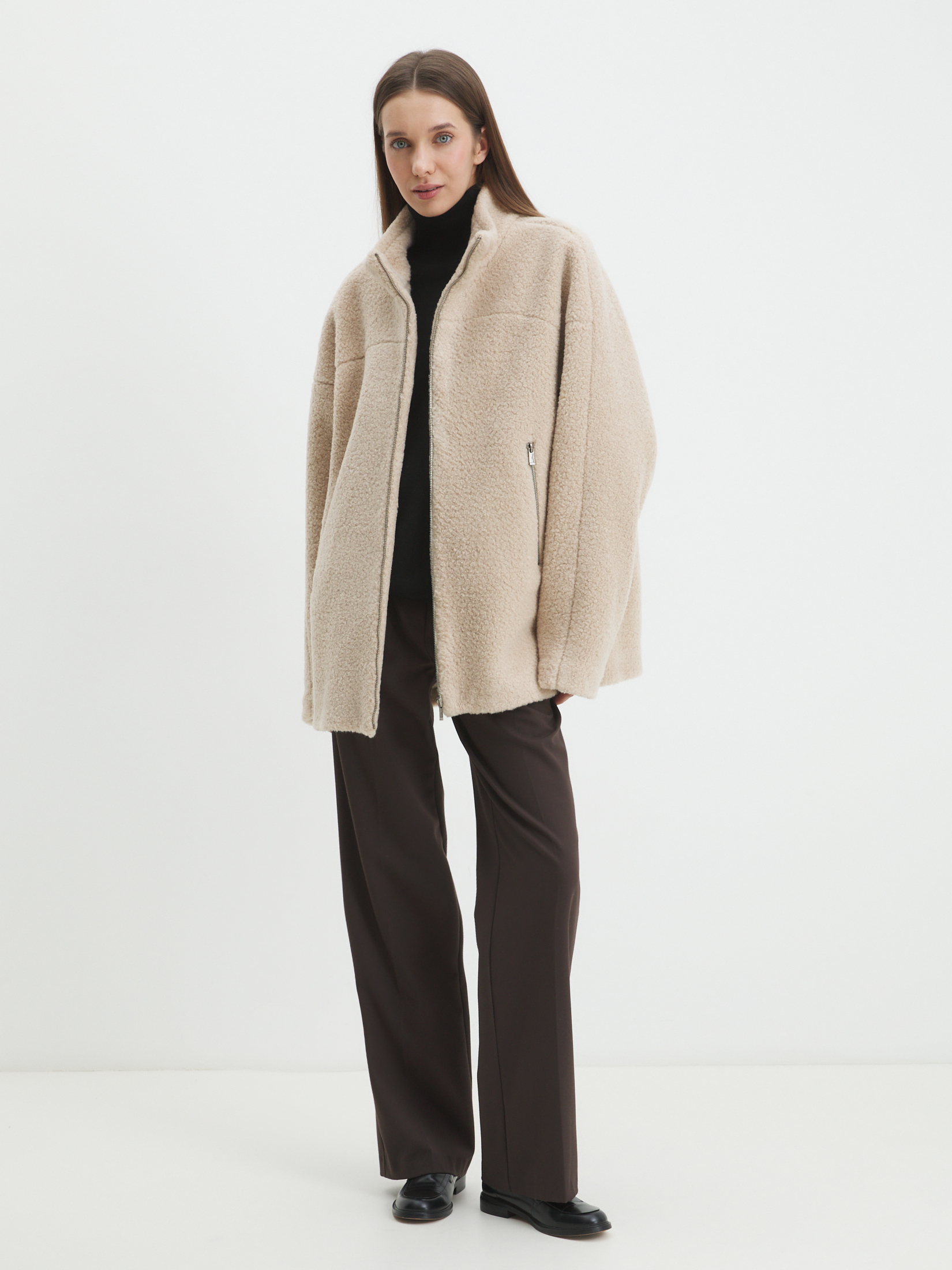 Женское полупальто тедди MAISON DAVID MARGOT_TEDDY 05 4508003, светло-бежевый