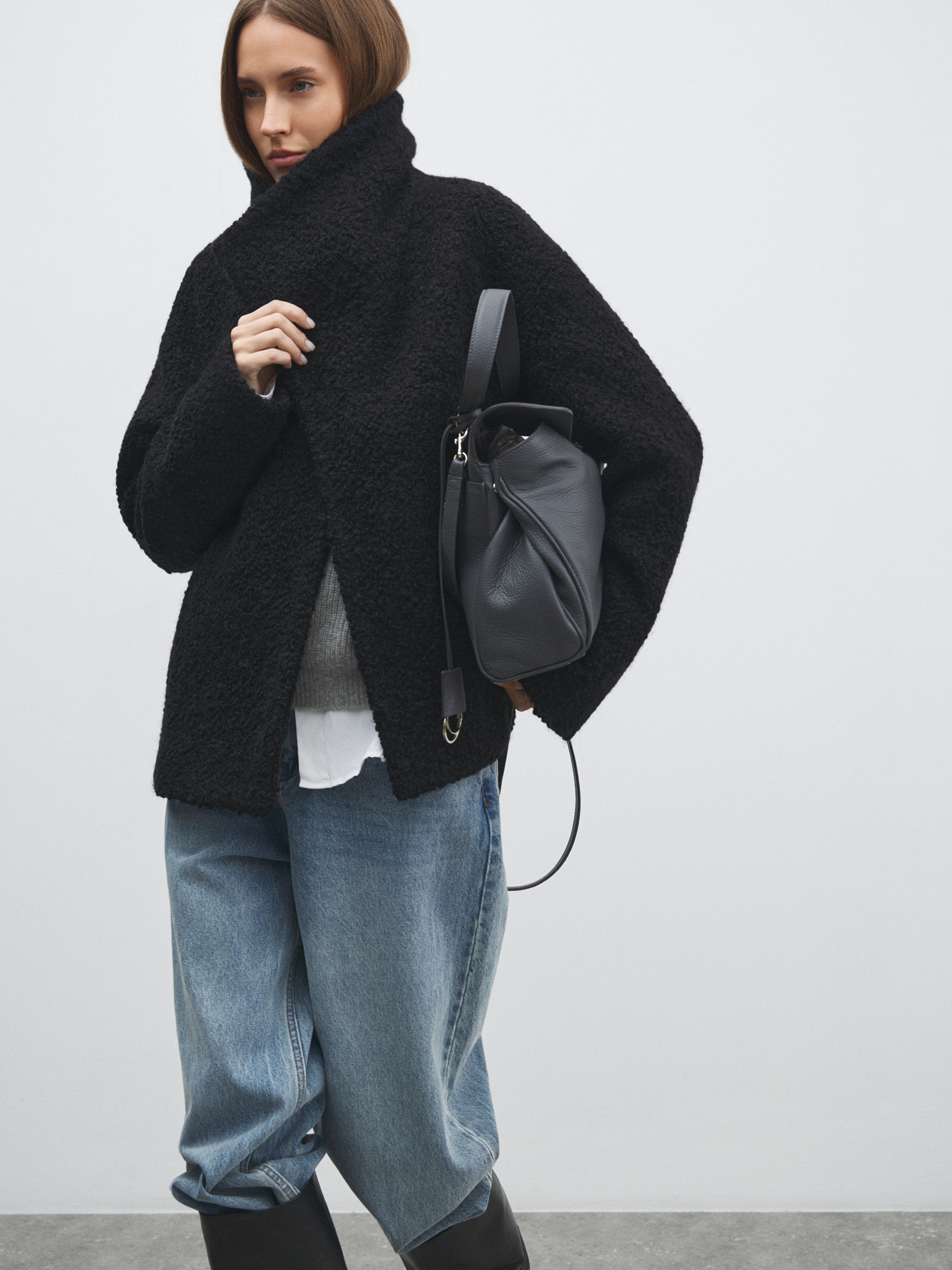 Женское полупальто MAISON DAVID MARTHE_ALPACO 4858844, черный