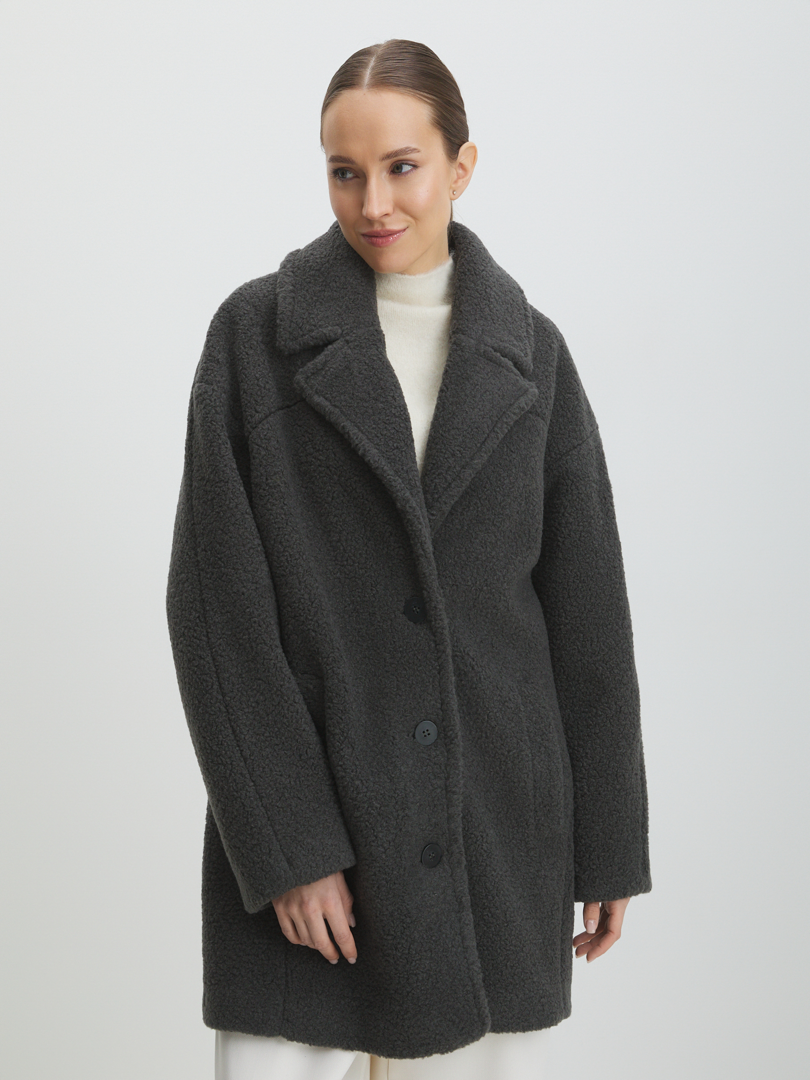 Женское полупальто тедди MAISON DAVID DIANA_TEDDY 05 4481656, темно-серый