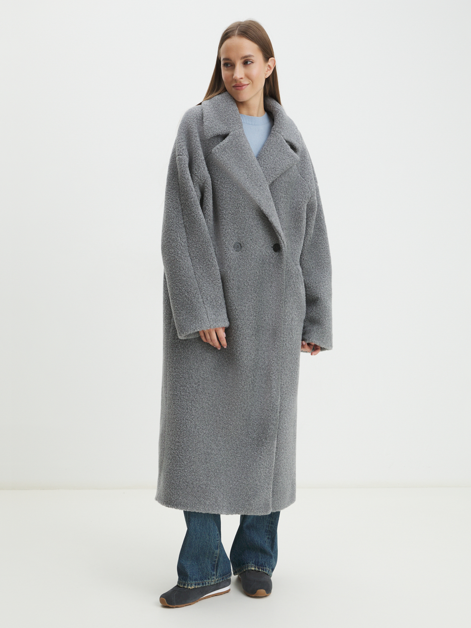 Женское пальто тедди MAISON DAVID JULIA_TEDDY 05 4381274, серый