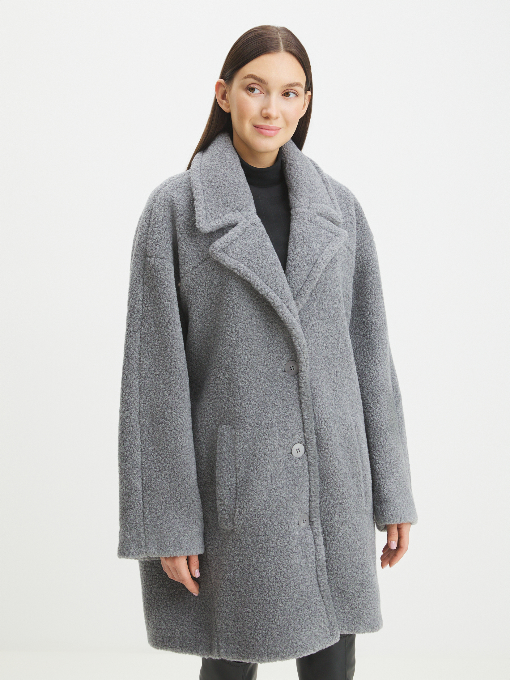 Женское полупальто тедди MAISON DAVID DIANA_TEDDY 05 4439675, серый