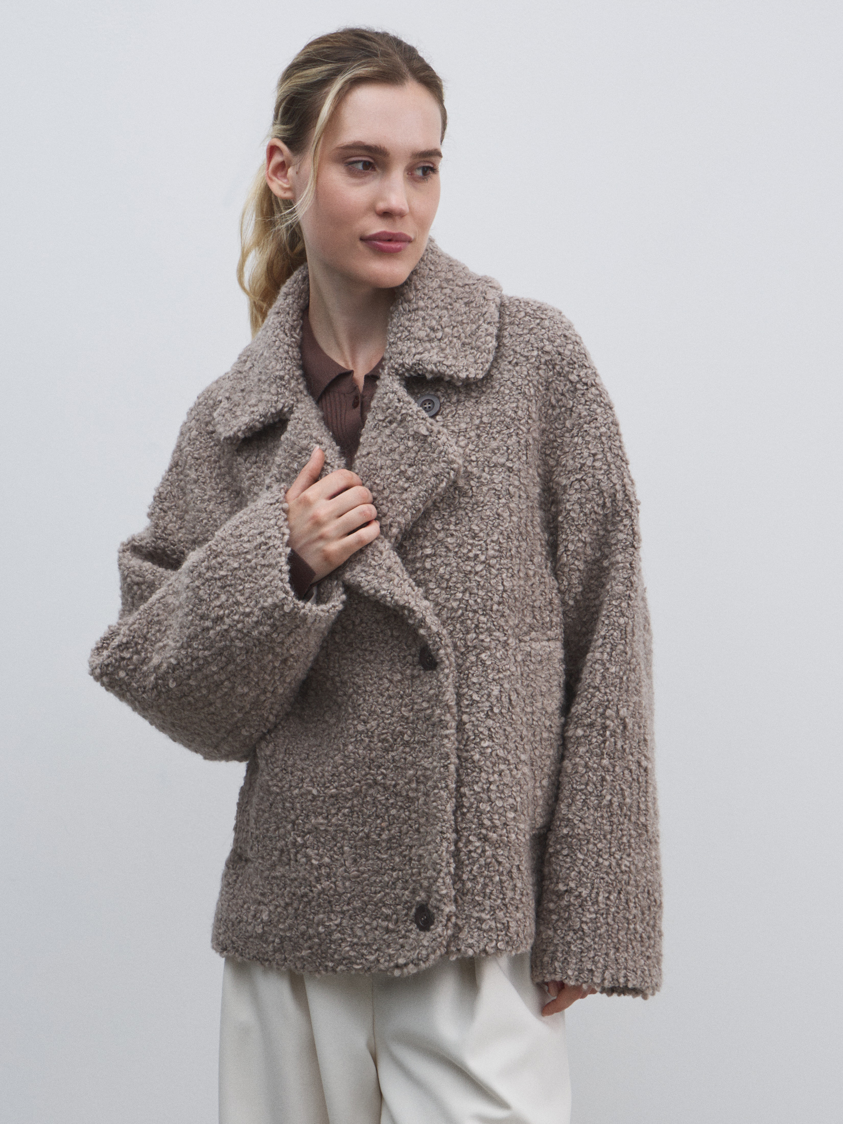 Женское полупальто MAISON DAVID MATILDA_ALPACO 4775956, бежево-серый