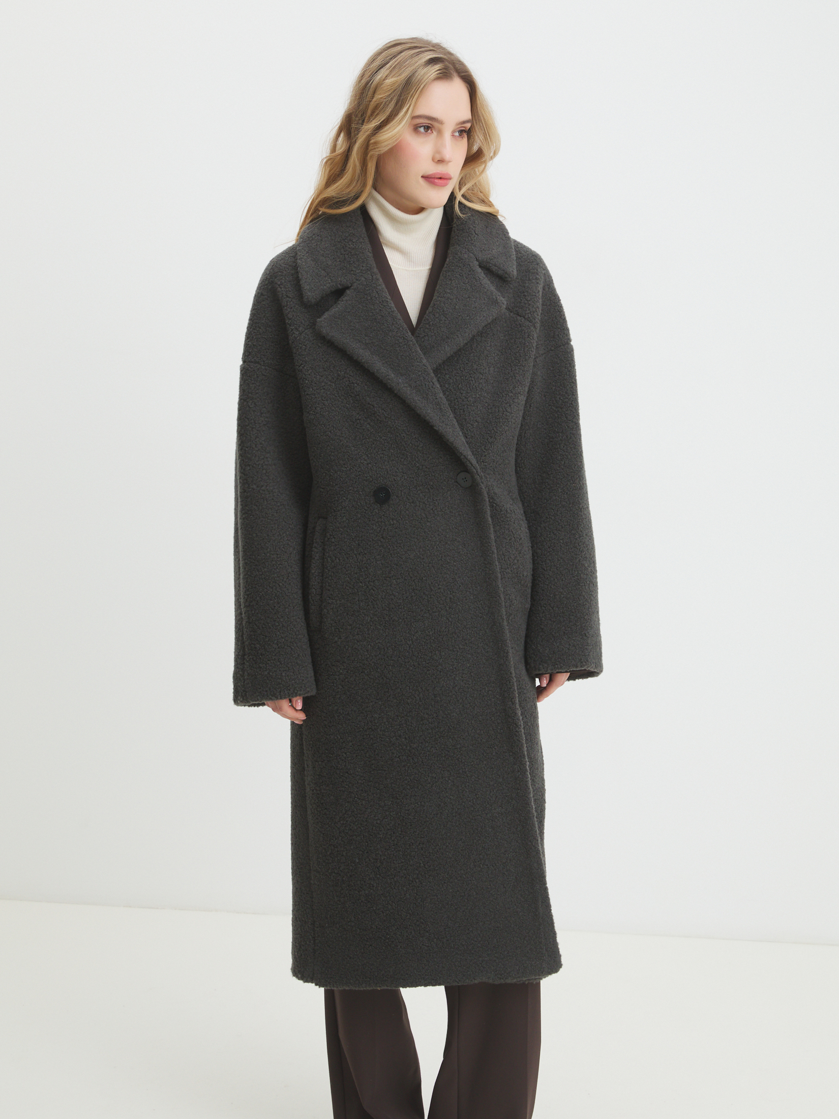 Женское пальто тедди MAISON DAVID JULIA_TEDDY 05 4481860, темно-серый