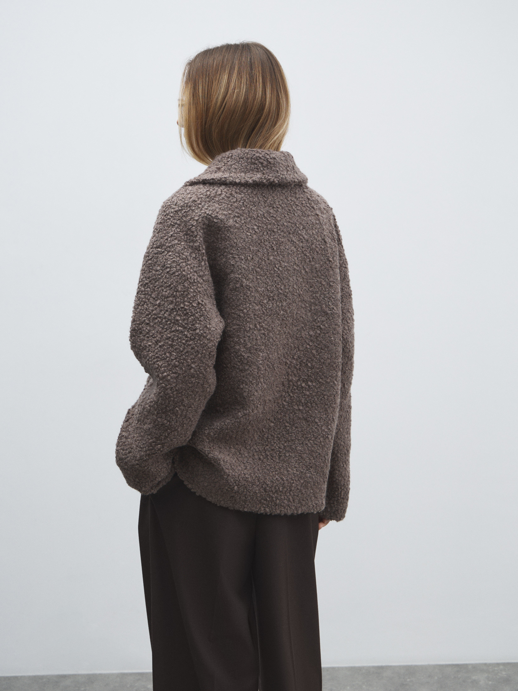 Женское полупальто MAISON DAVID MARTHE_ALPACO 4858851, коричнево-серый