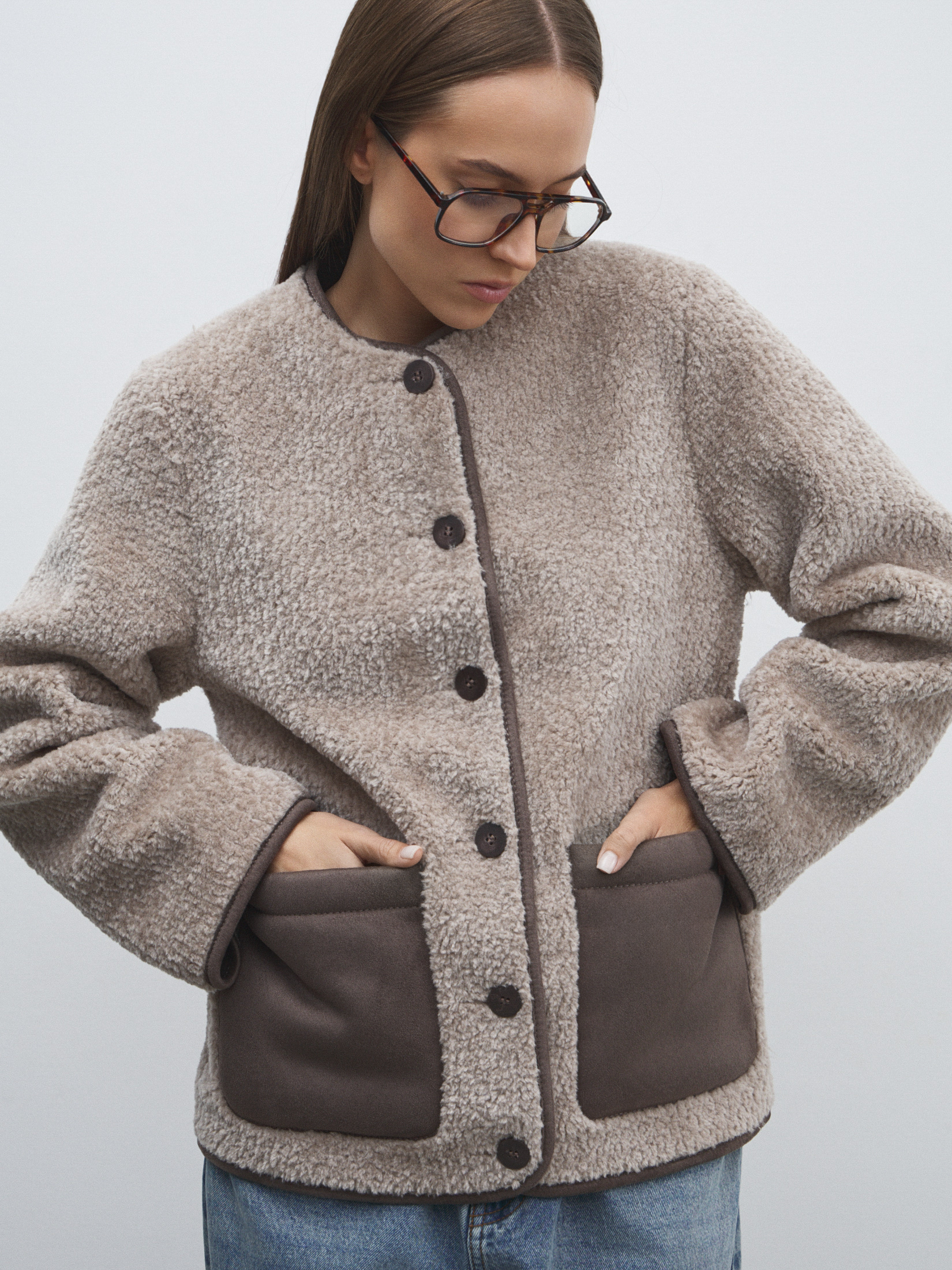 Женское полупальто MAISON DAVID SANDRINE_SDF_S 4846461, бежевато-серый