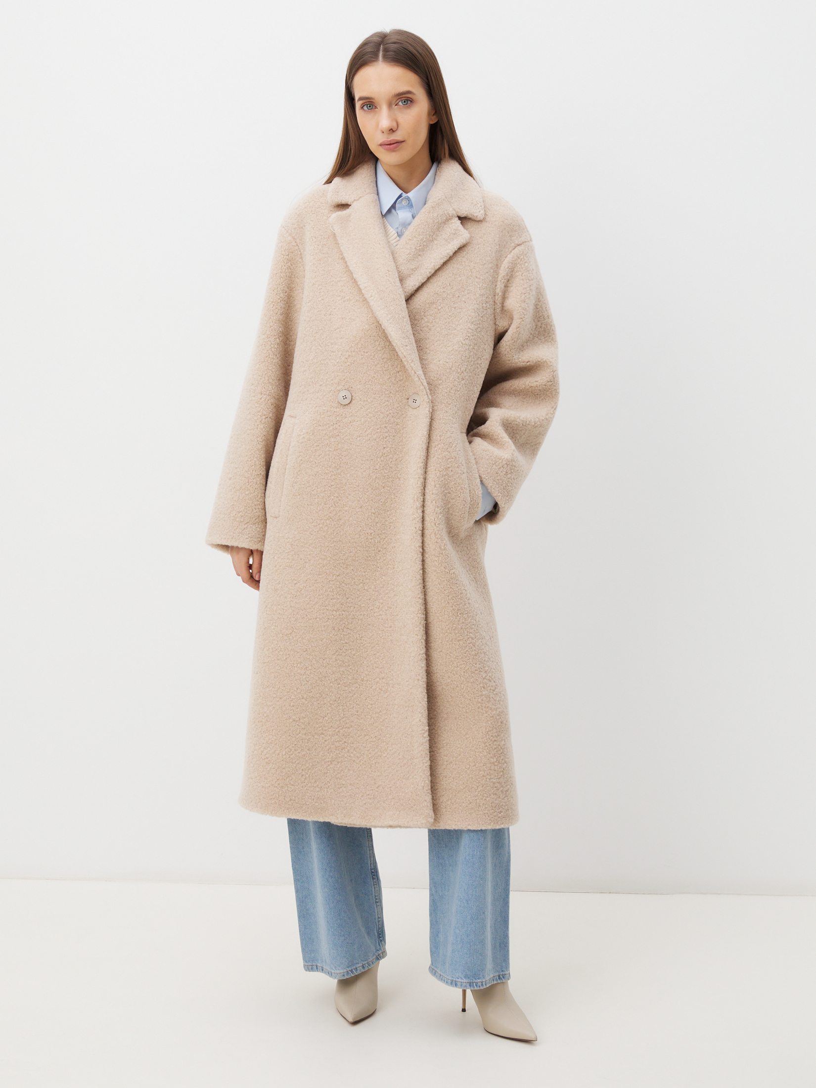 Женское пальто тедди MAISON DAVID KARINA_TEDDY 05 4508376, светло-бежевый