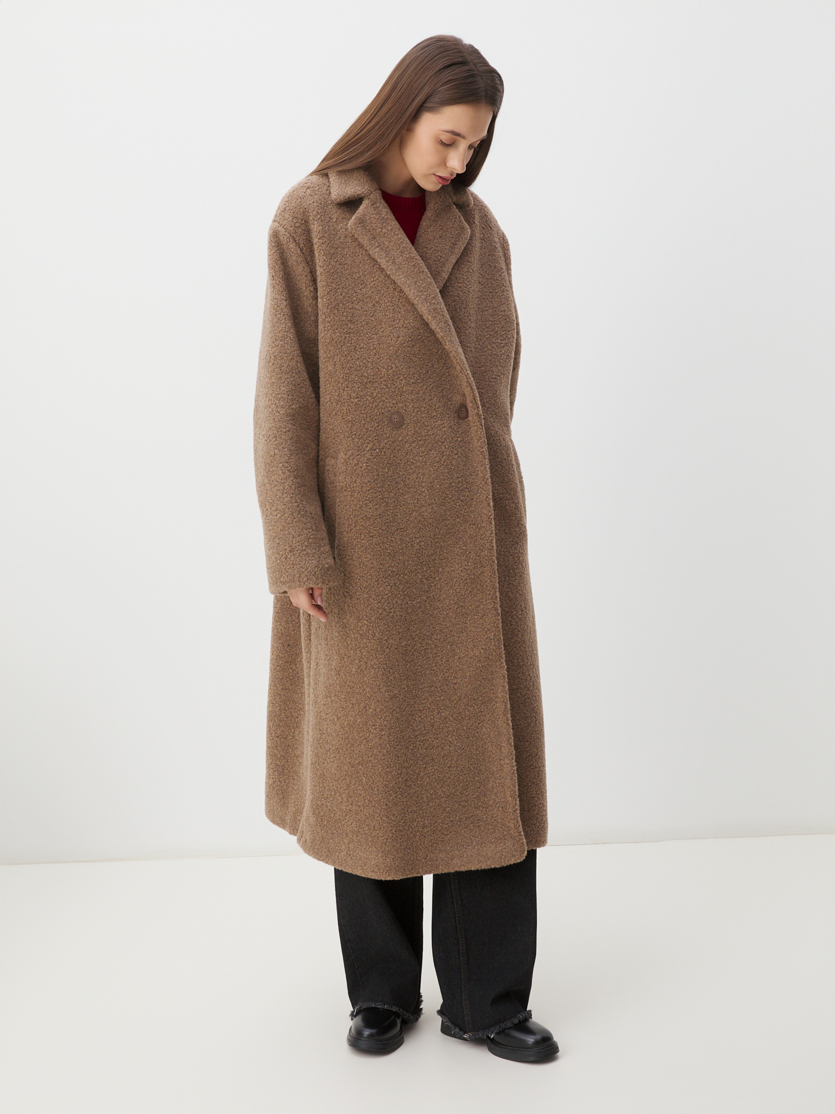 Женское пальто тедди MAISON DAVID NASTIA_TEDDY 05 4524401, серо-коричневый