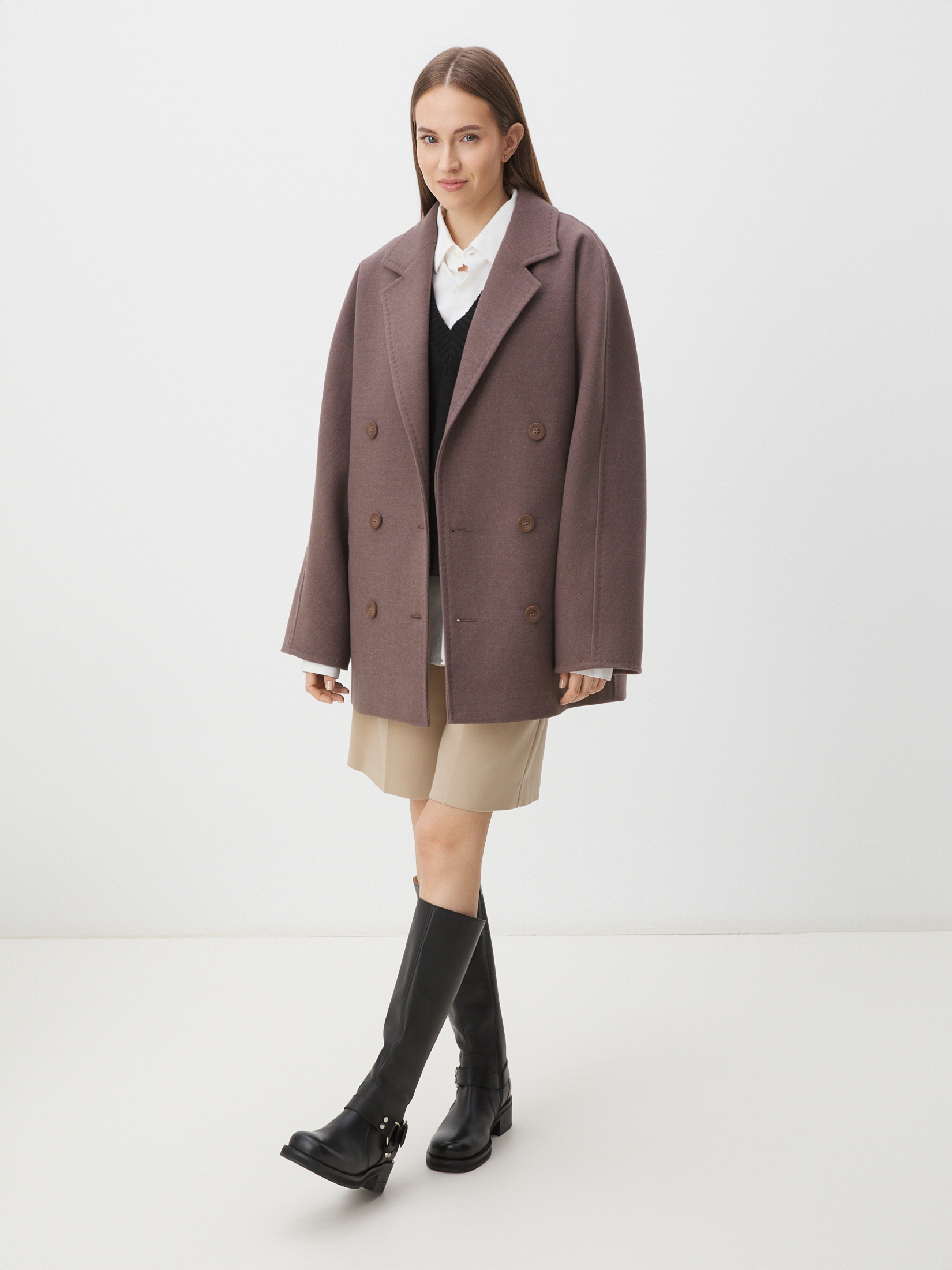 Женское полупальто MAISON DAVID JADE_8156 4394631, серо-коричневый