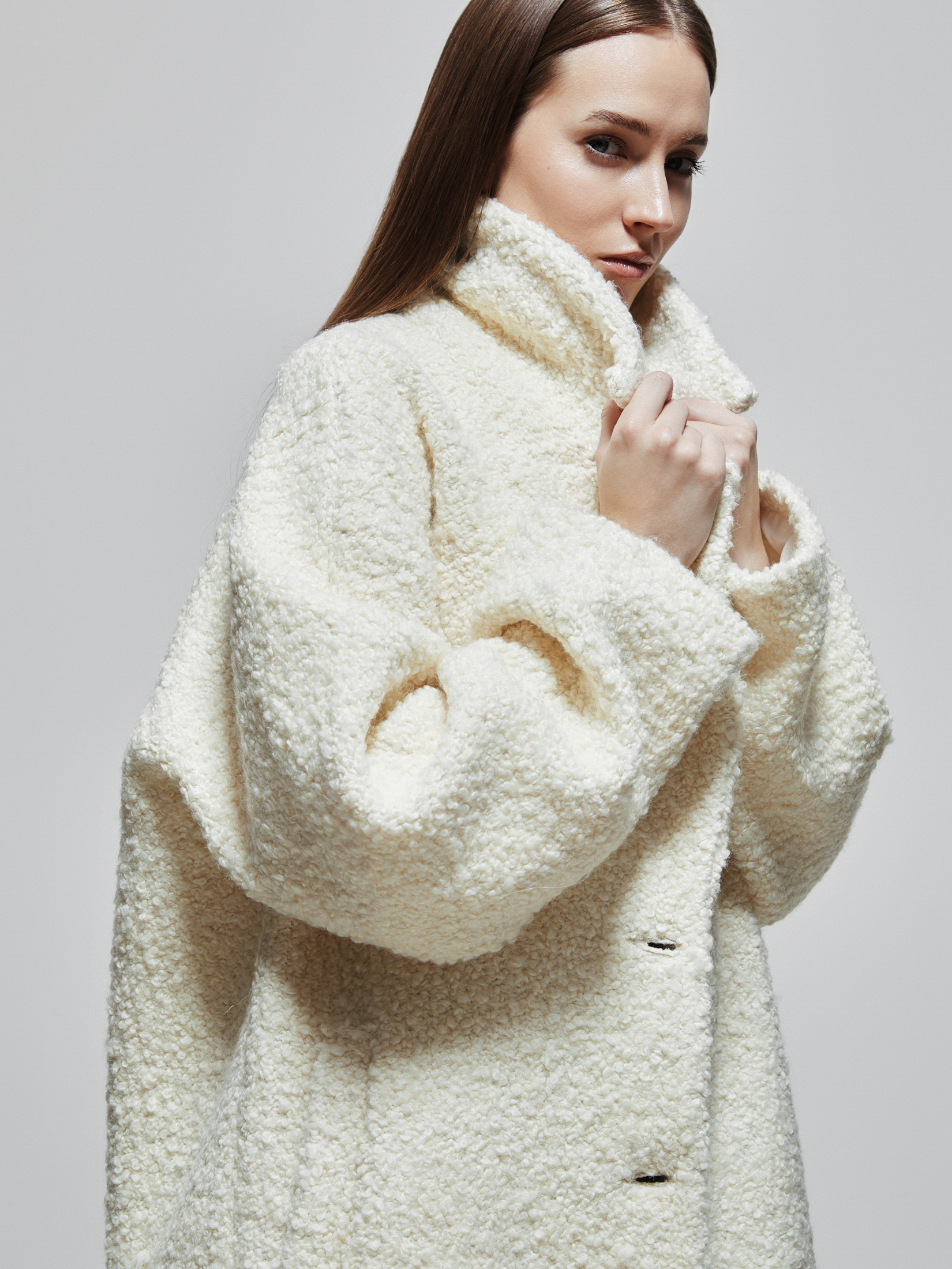 Женское полупальто MAISON DAVID DIANA_ALPACO 4508141, молочно-белый