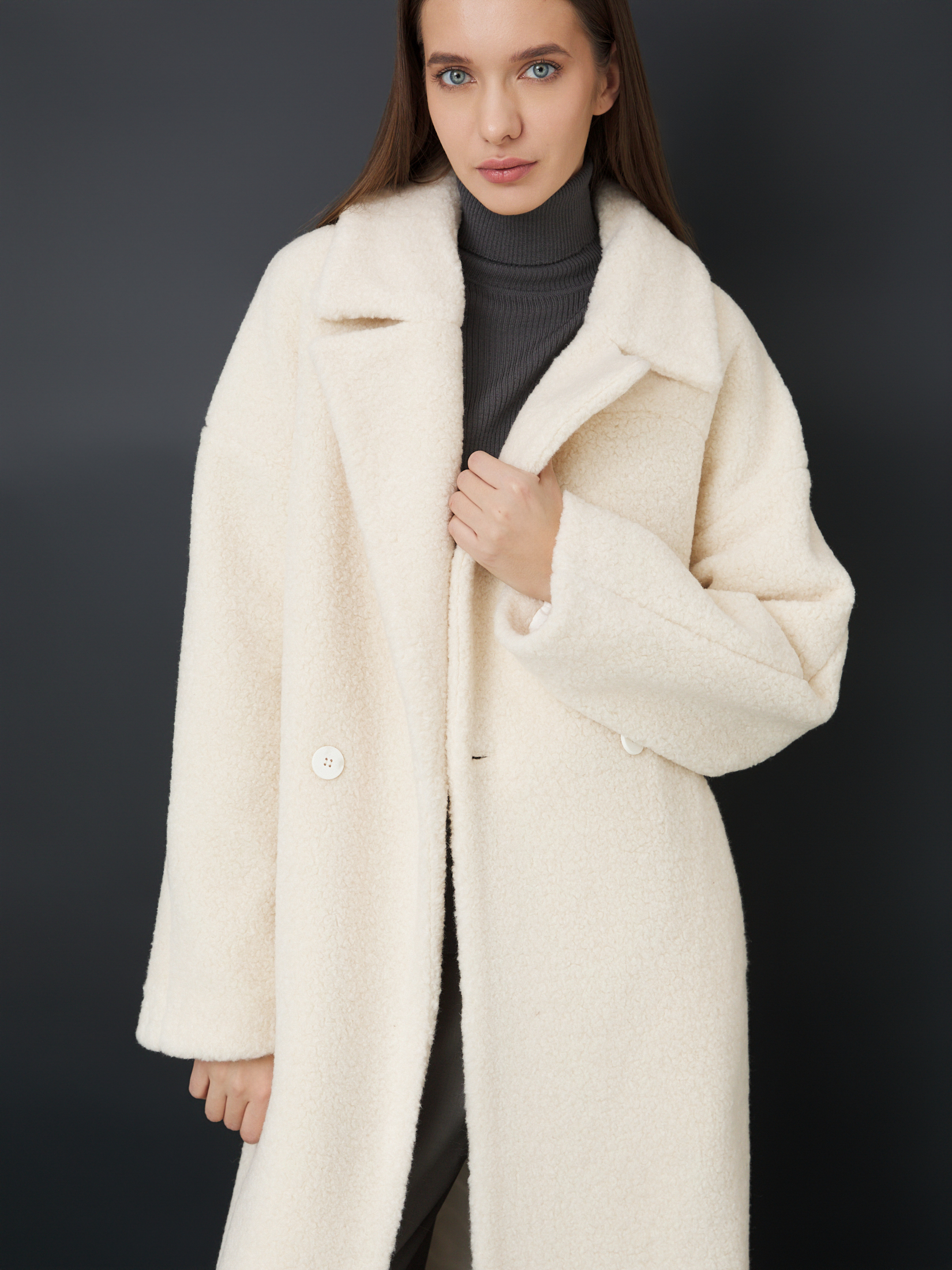 Женское пальто тедди MAISON DAVID JULIA_TEDDY 05 4451682, молочно-белый