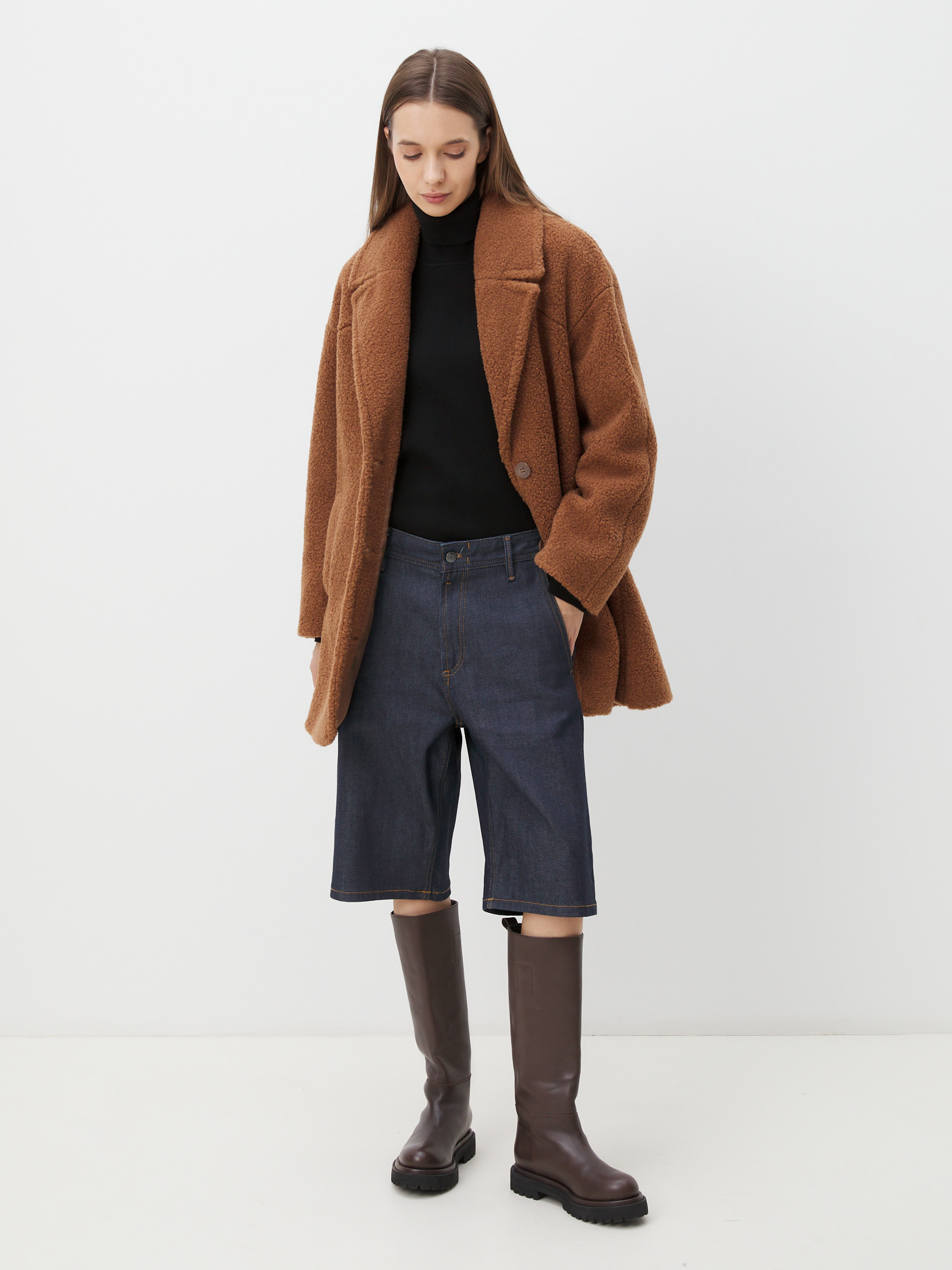 Женское полупальто тедди MAISON DAVID DIANA_TEDDY 05 4459341, коричневый