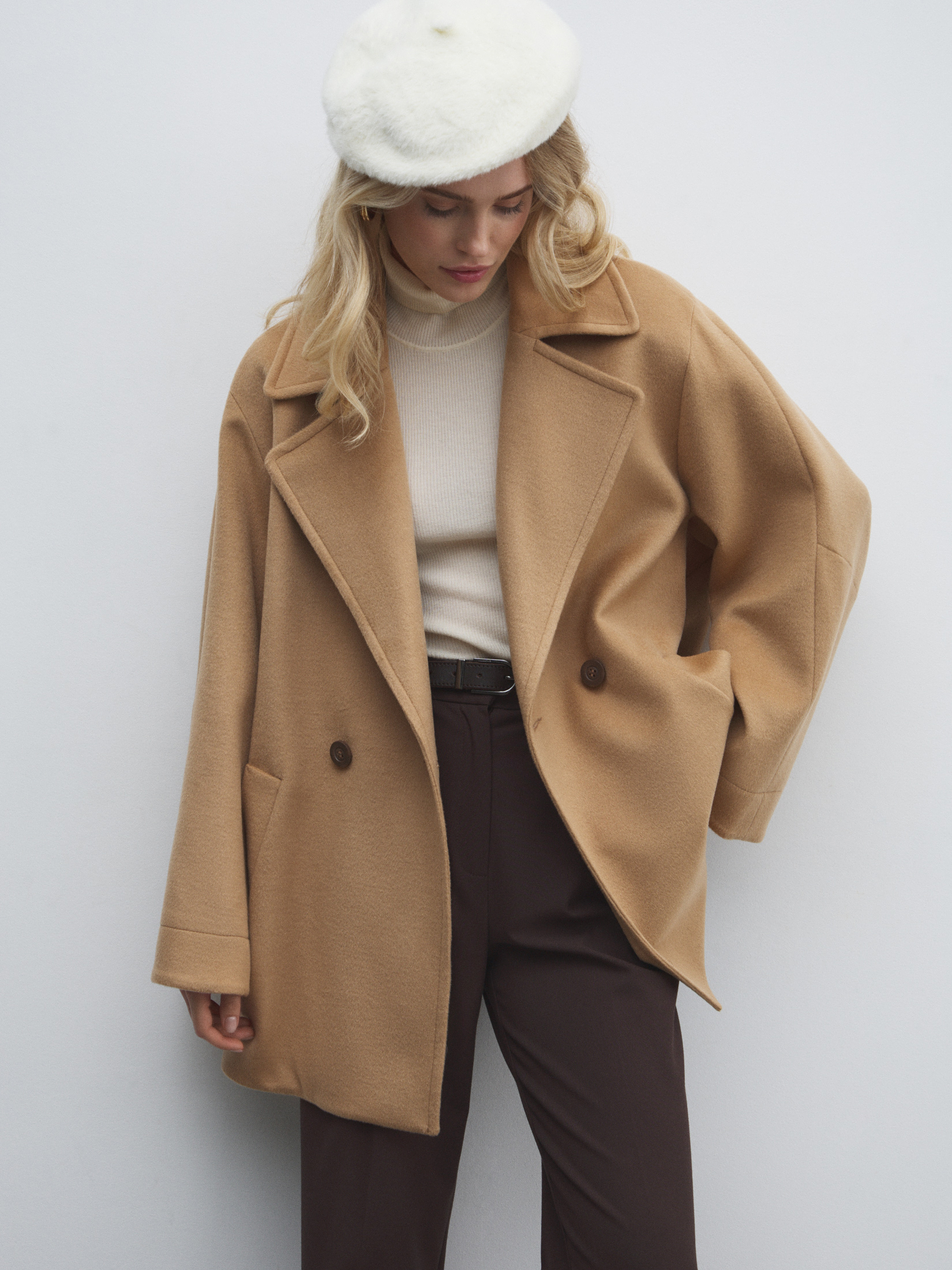 Женское полупальто MAISON DAVID MADELINE_6100 4854531, темно-бежевый