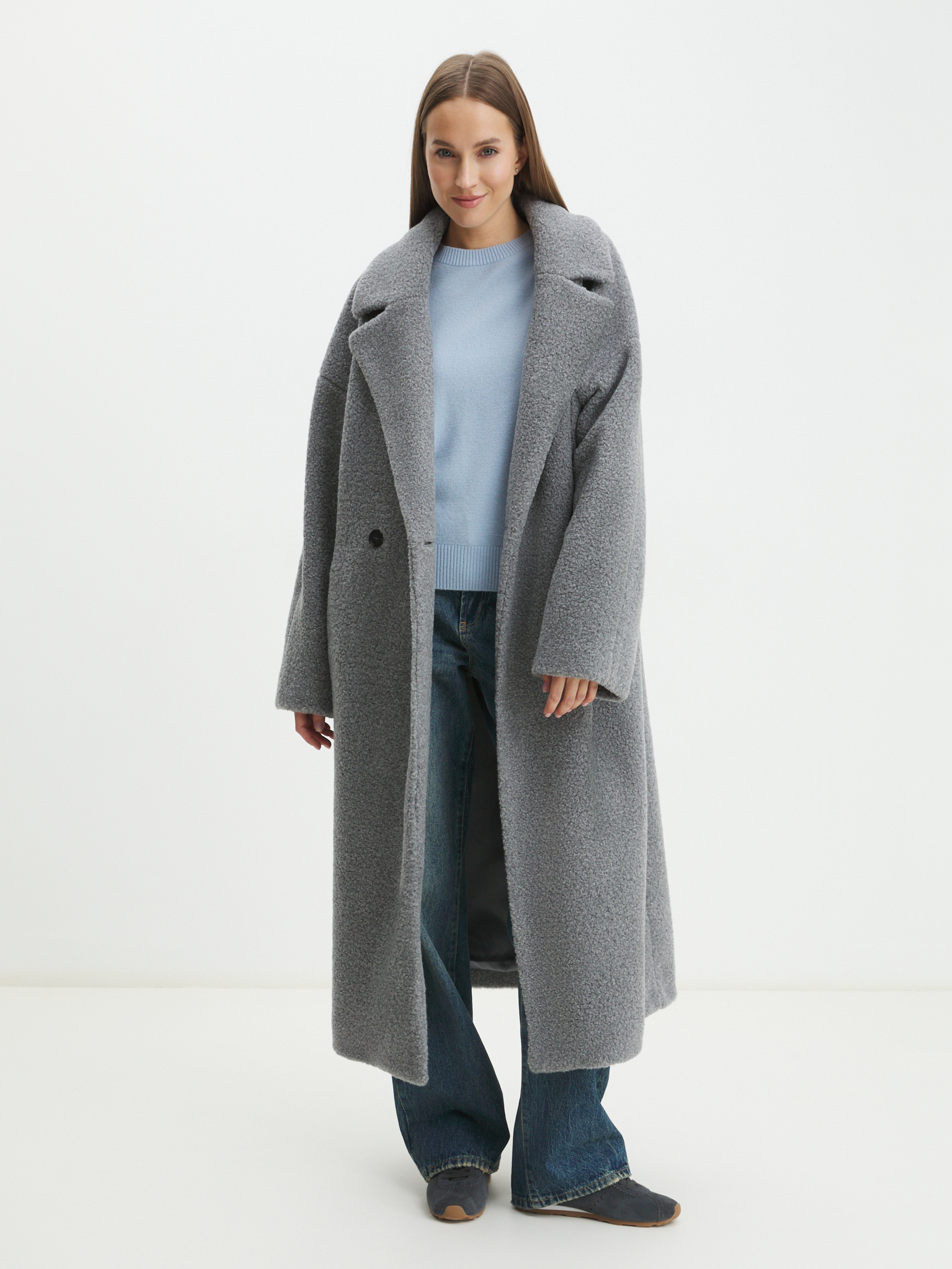 Женское пальто тедди MAISON DAVID JULIA_TEDDY 05 4381274, серый