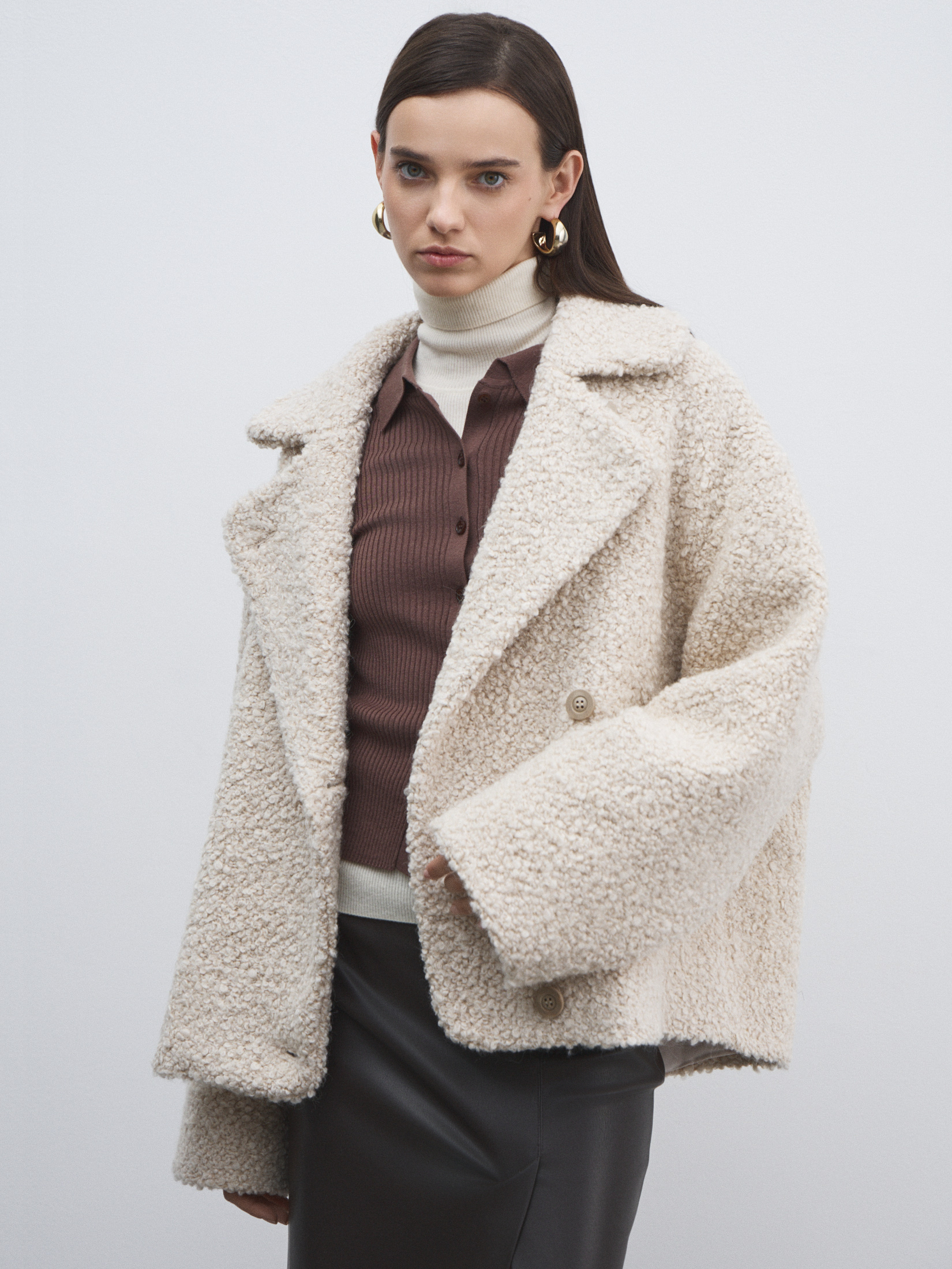 Женское полупальто MAISON DAVID MATILDA_ALPACO 4775996, молочно-бежевый