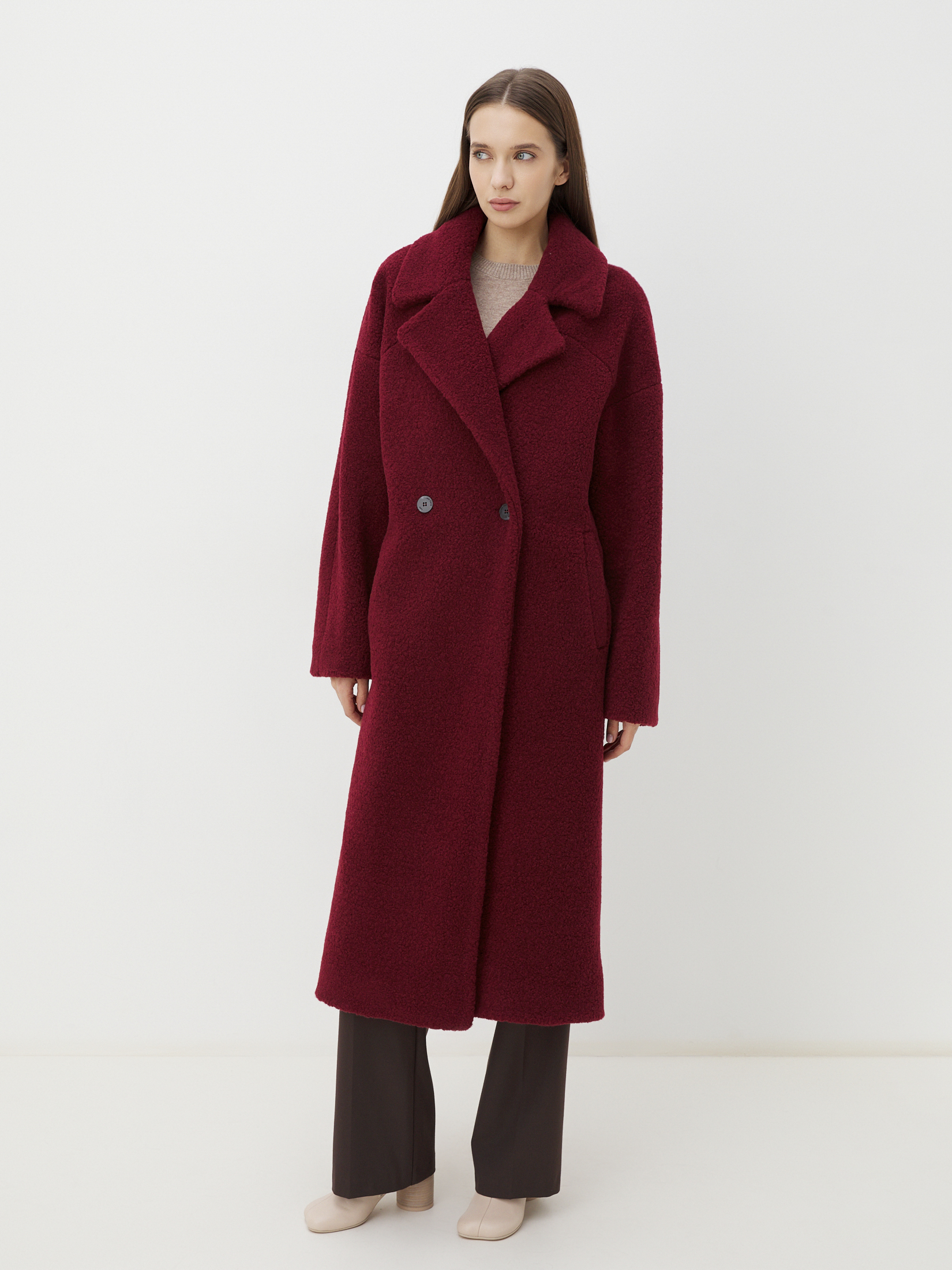 Женское пальто тедди MAISON DAVID JULIA_TEDDY 05 4381268, вишневый