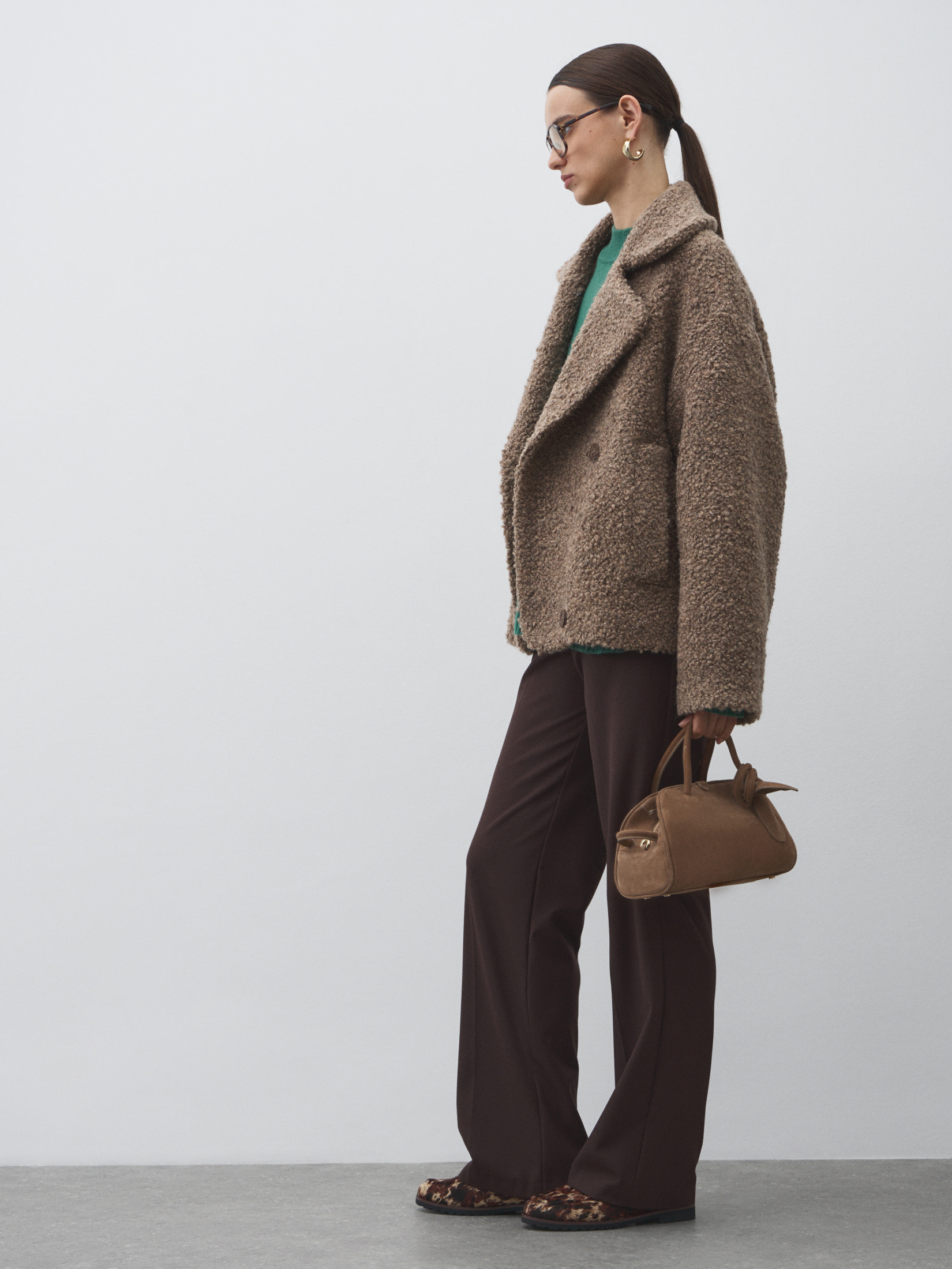 Женское полупальто MAISON DAVID MATILDA_ALPACO 4775964, серо-коричневый