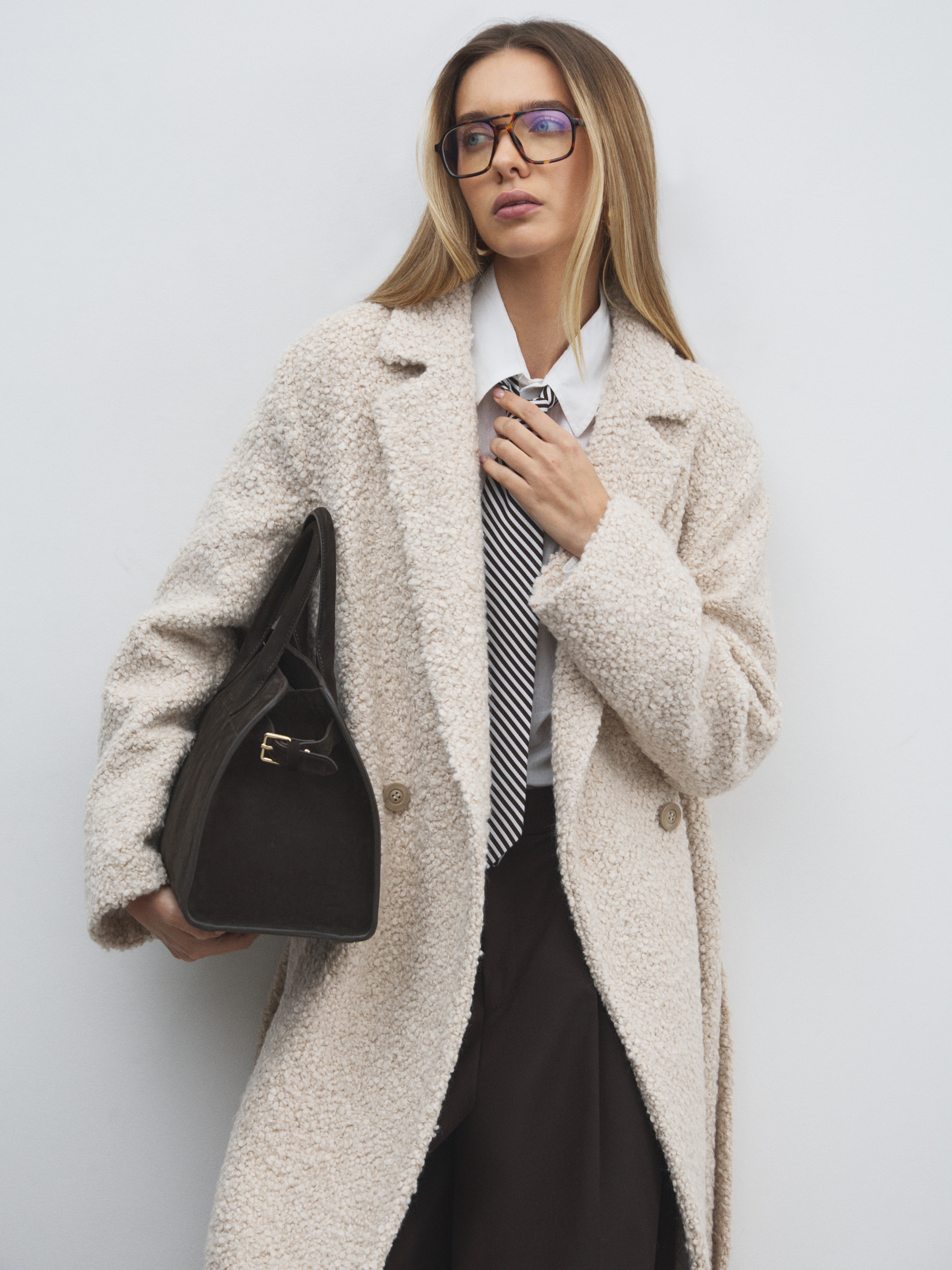 Женское пальто MAISON DAVID NASTIA_ALPACO 4557964, молочно-бежевый