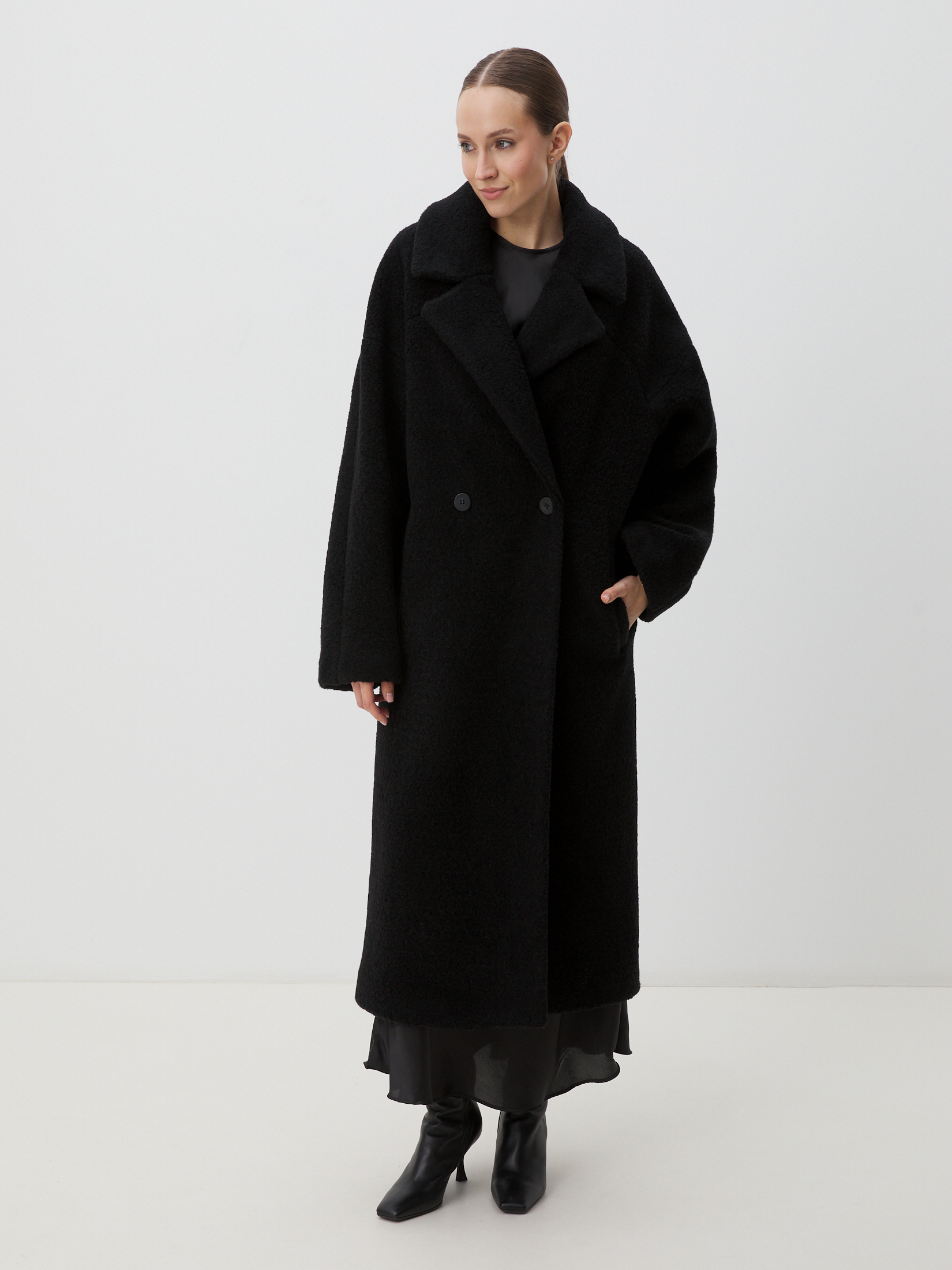 Женское пальто тедди MAISON DAVID JULIA_TEDDY 05 4458866, черный