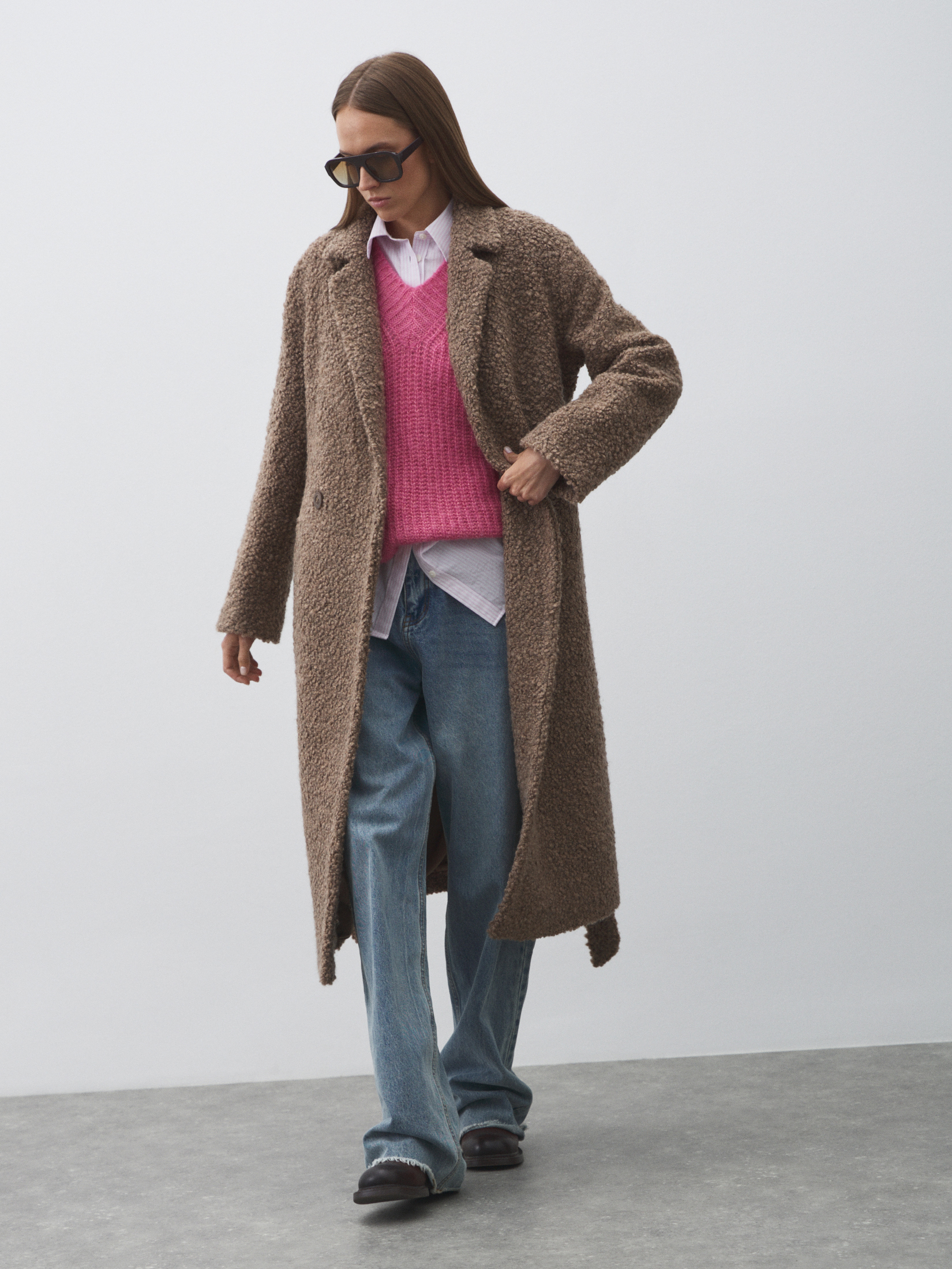 Женское пальто MAISON DAVID NASTIA_ALPACO 4557936, серо-коричневый