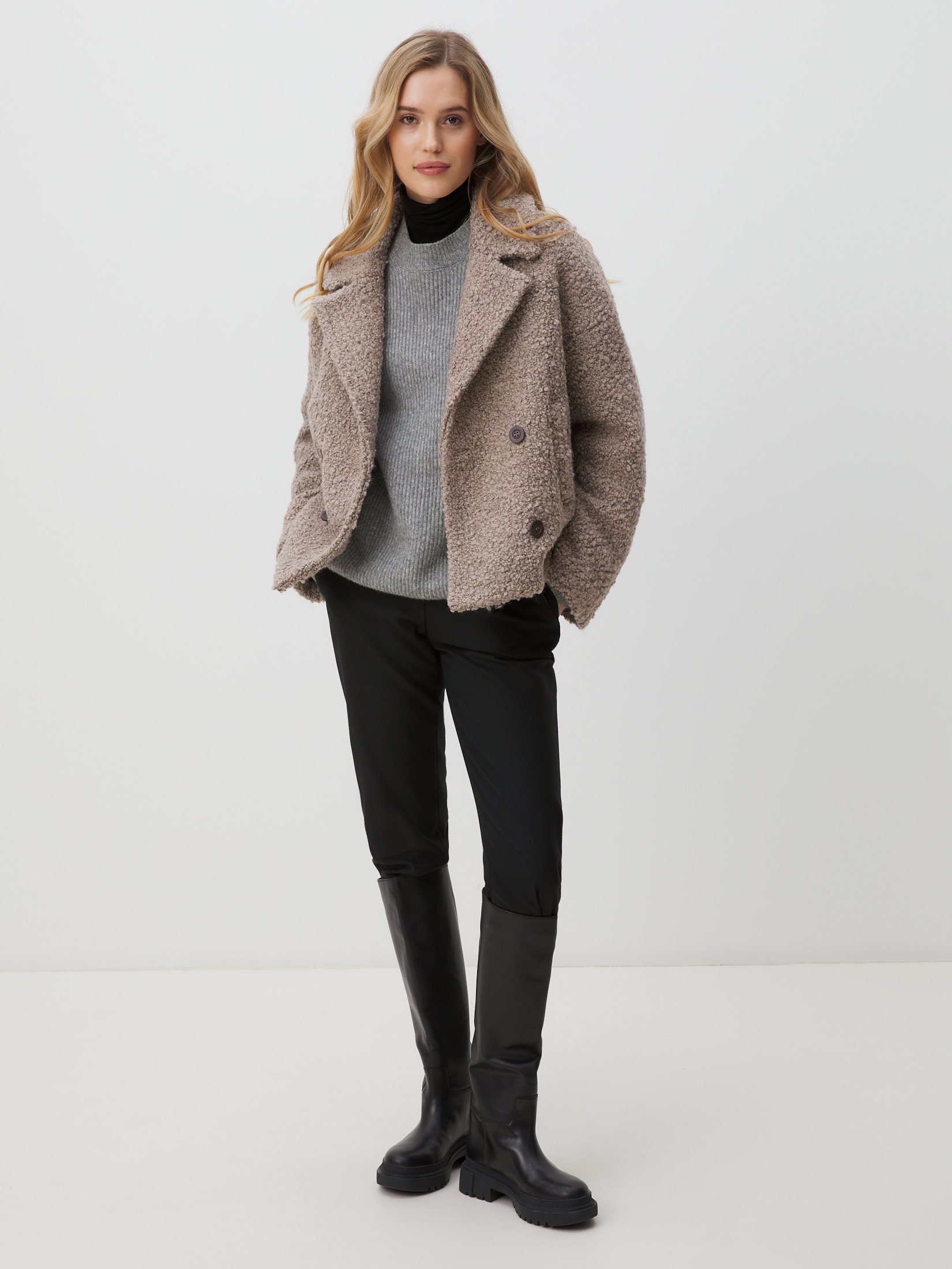 Женское полупальто MAISON DAVID LILOU_ALPACO 4439829, бежево-серый