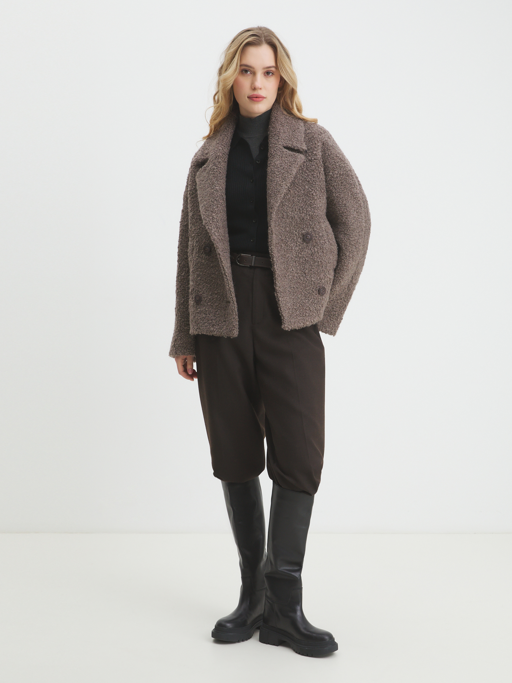 Женское полупальто MAISON DAVID LILOU_ALPACO 4439841, коричнево-серый