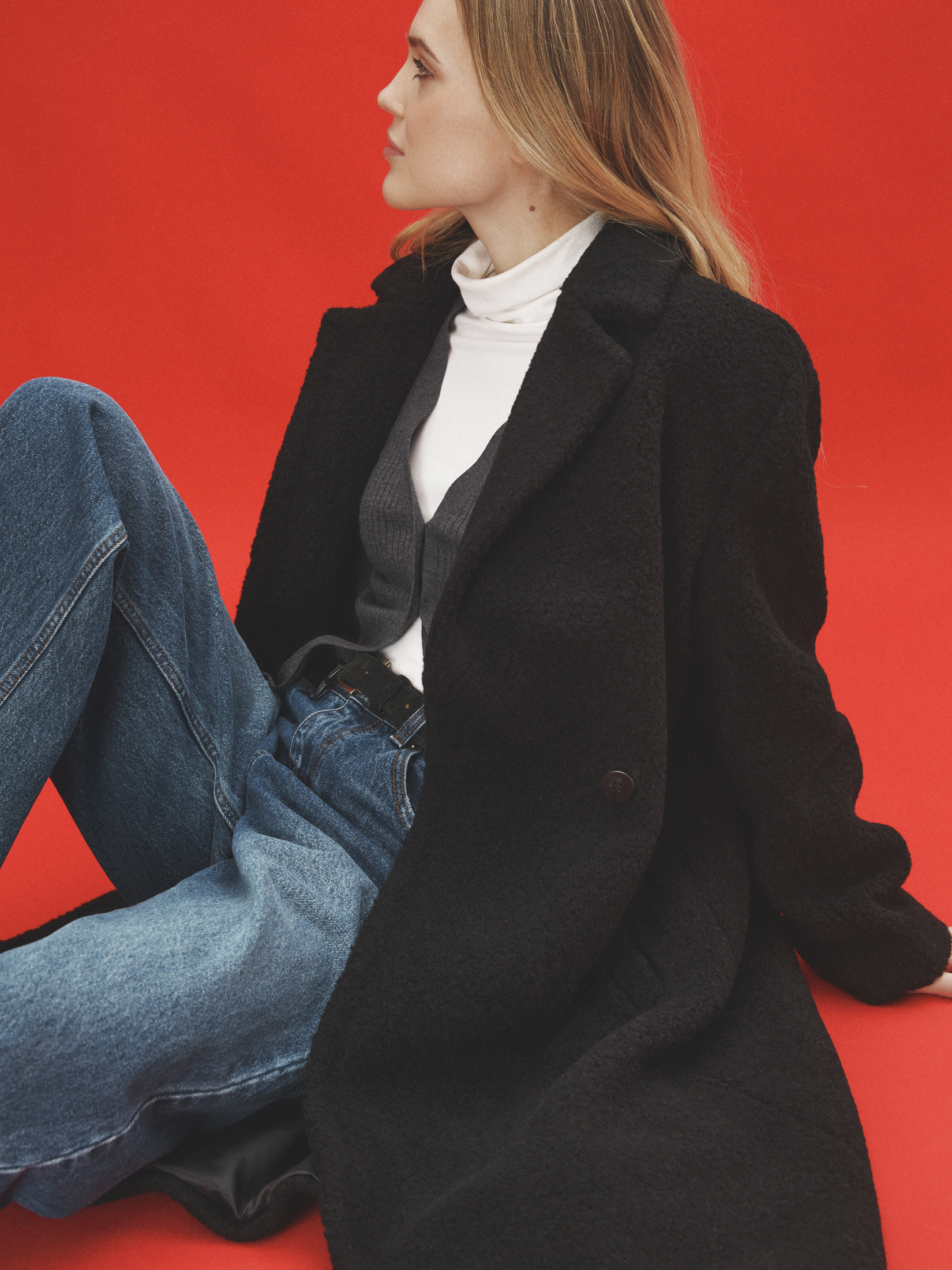 Женское пальто тедди MAISON DAVID SONIA_TEDDY 05 4459151, черный