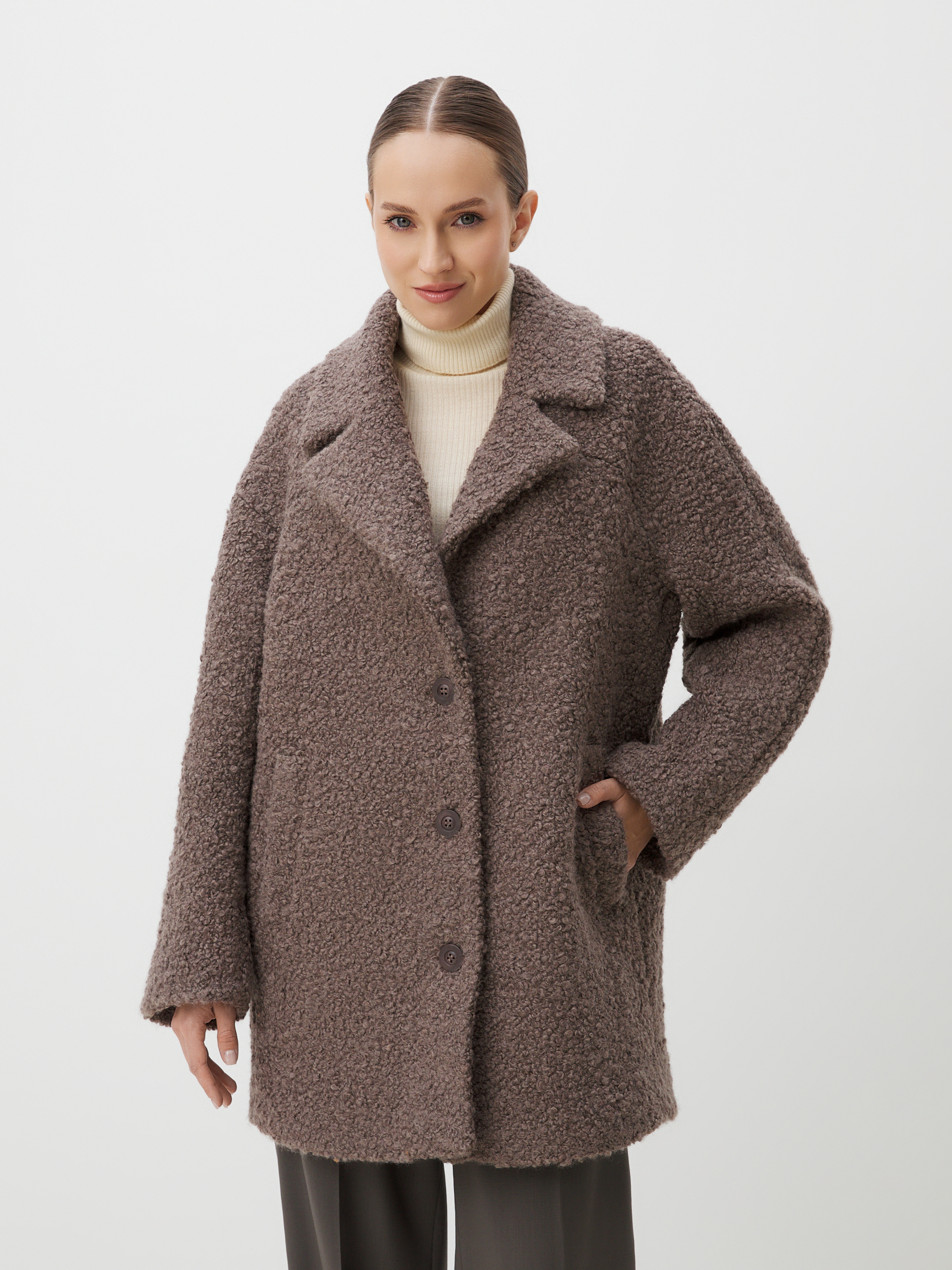 Женское полупальто MAISON DAVID DIANA_ALPACO 4439884, коричнево-серый