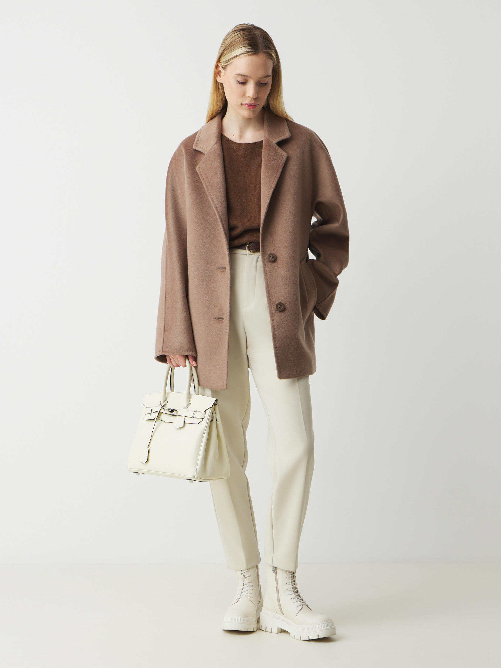 Женское полупальто MAISON DAVID IDELLE_084 4640707, серо-коричневый