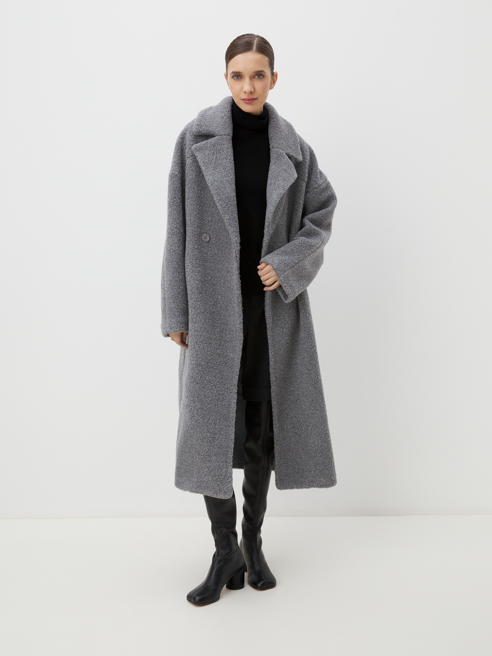 Женское пальто тедди MAISON DAVID JULIA_TEDDY 05 4523843, серый