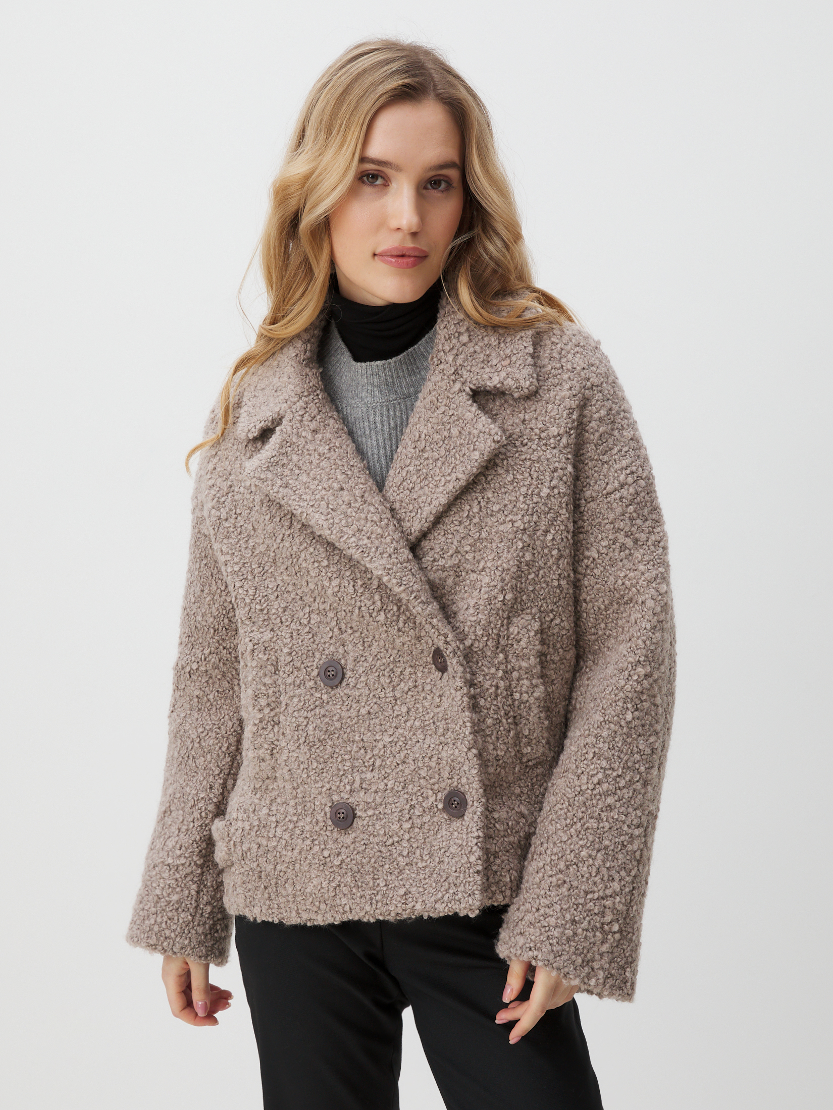 Женское полупальто MAISON DAVID LILOU_ALPACO 4439829, бежево-серый