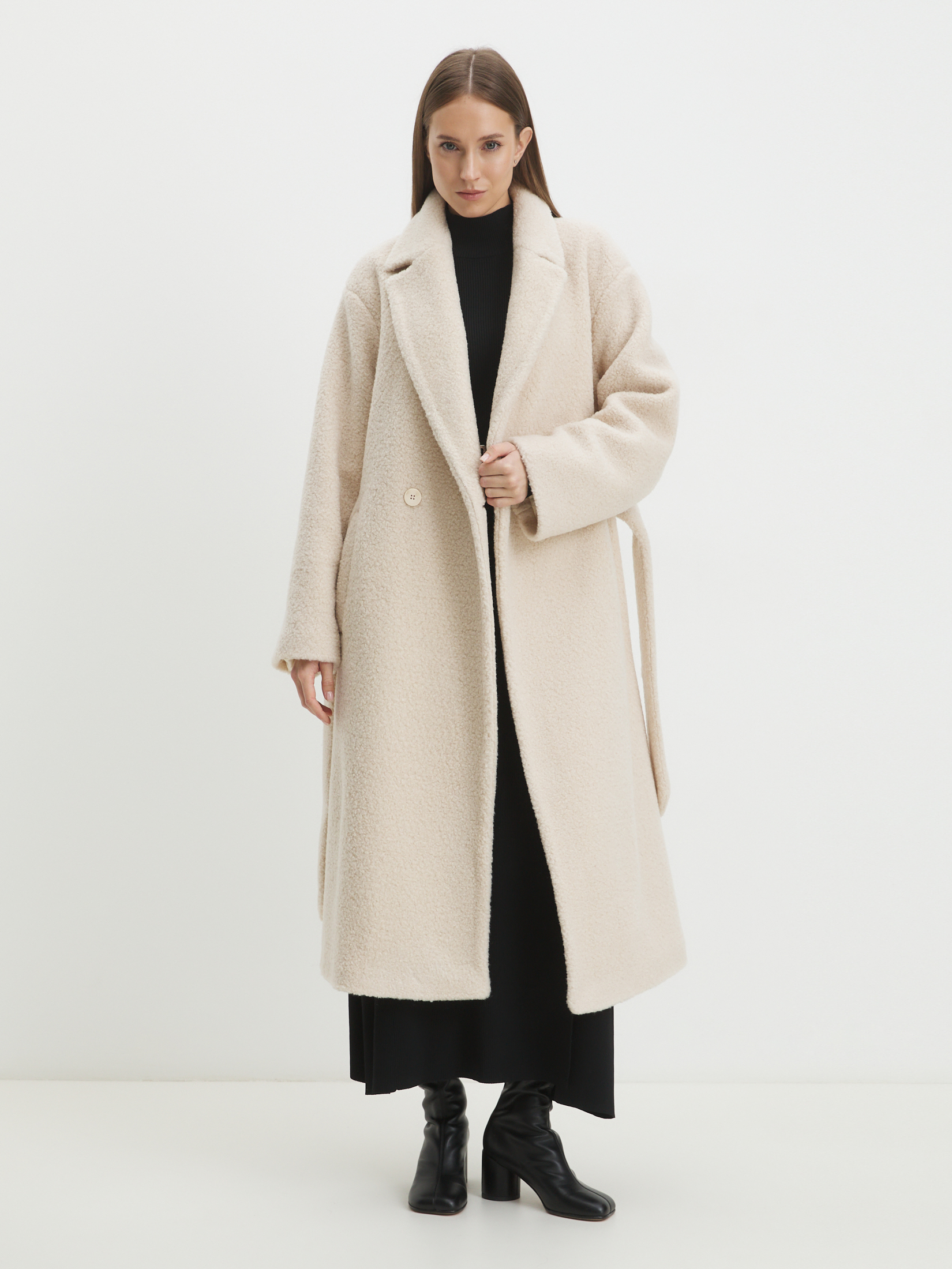 Женское пальто тедди MAISON DAVID KARINA_TEDDY 05 4508383, молочно-бежевый