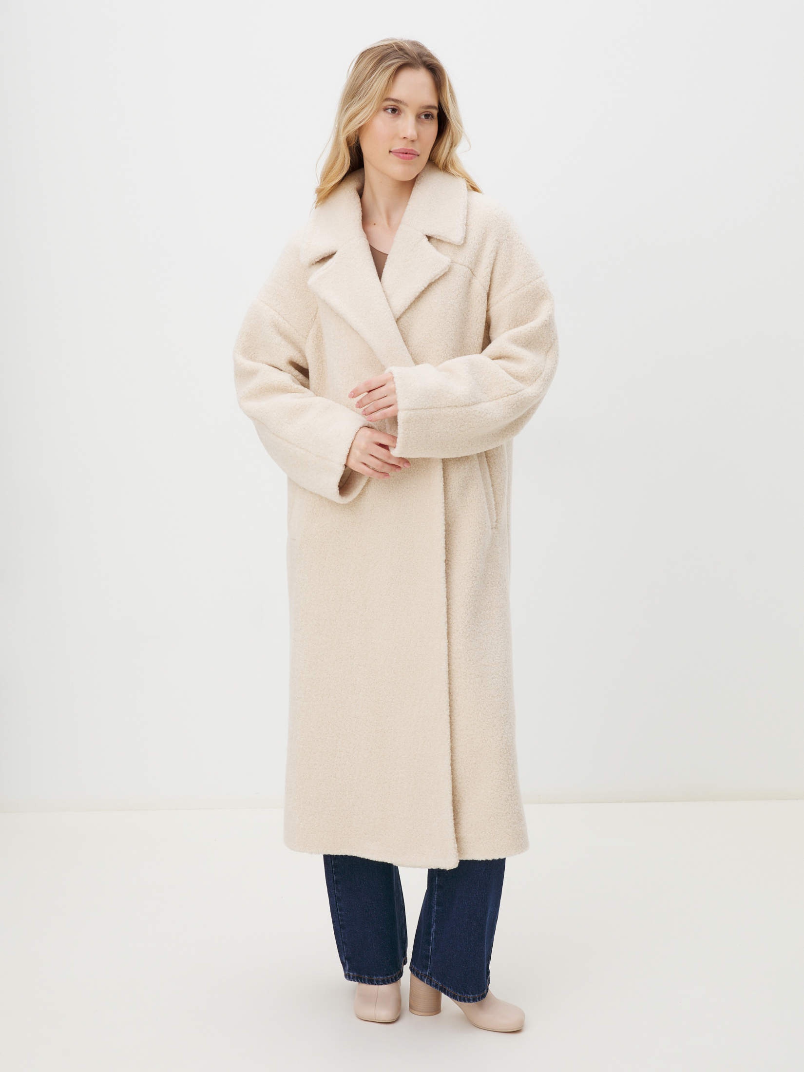 Женское пальто тедди MAISON DAVID JULIA_TEDDY 4293709, молочно-белый