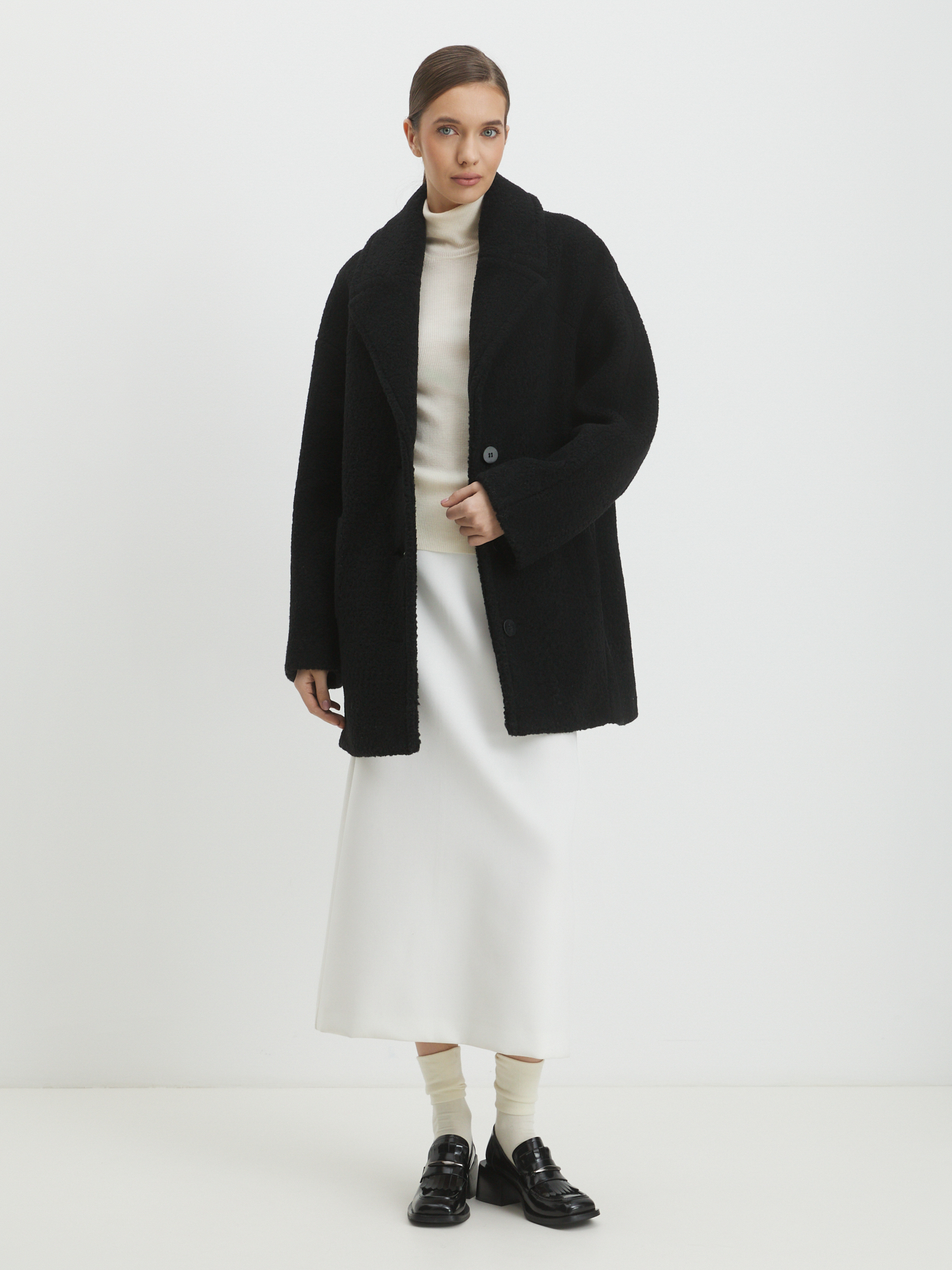 Женское полупальто тедди MAISON DAVID DIANA_TEDDY 05 4459335, черный