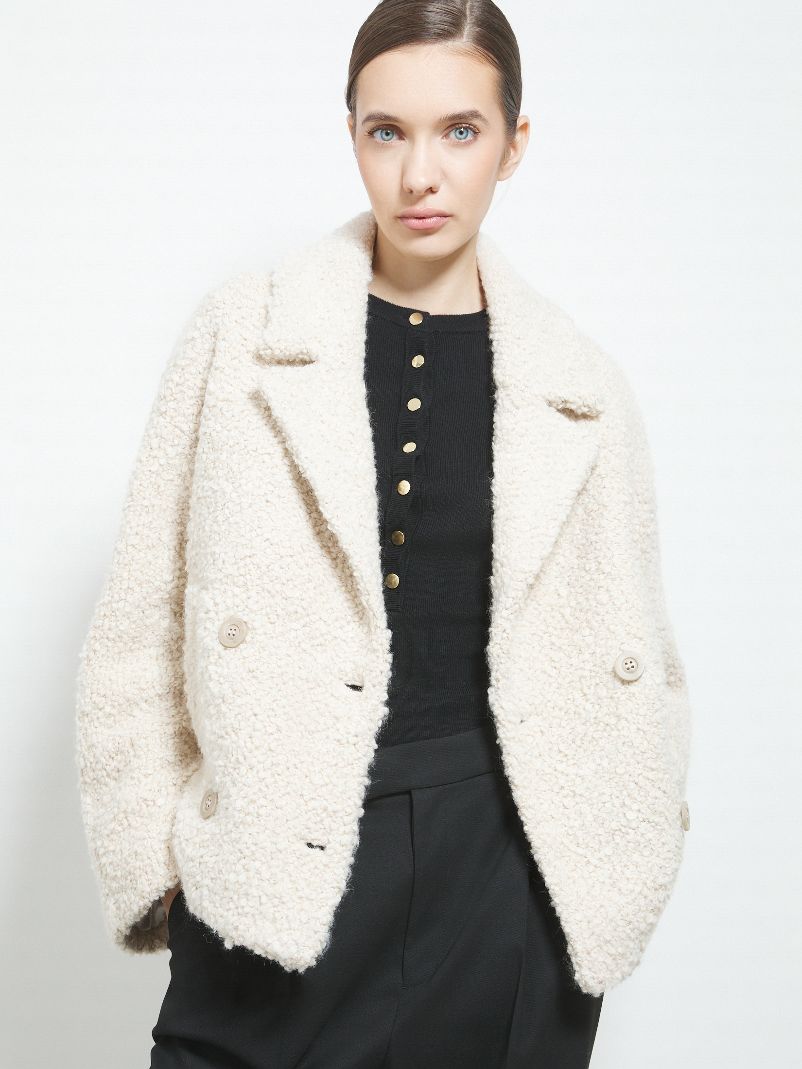 Женское полупальто MAISON DAVID LILOU_ALPACO 4439859, молочно-бежевый