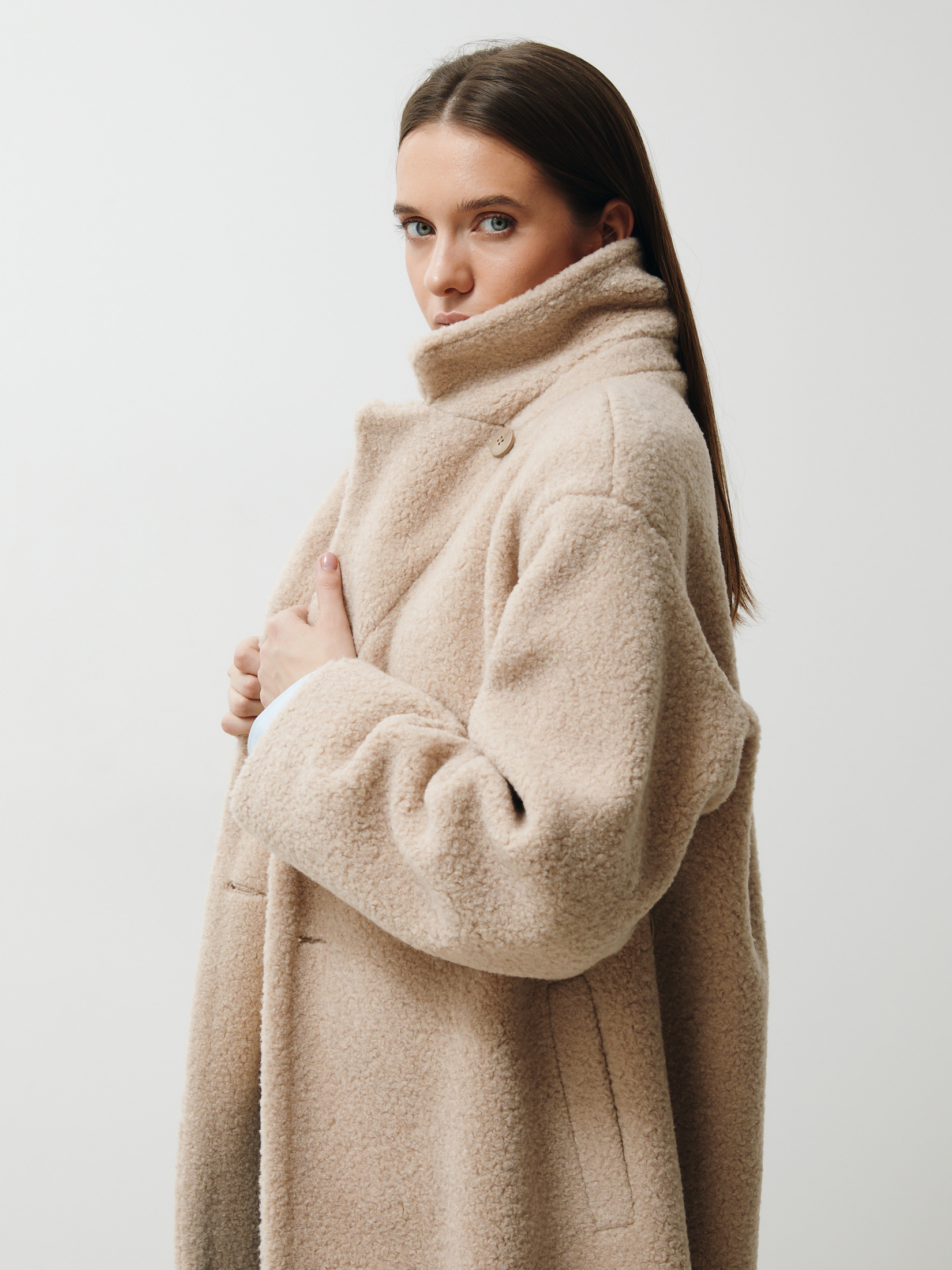 Женское пальто тедди MAISON DAVID KARINA_TEDDY 05 4508376, светло-бежевый