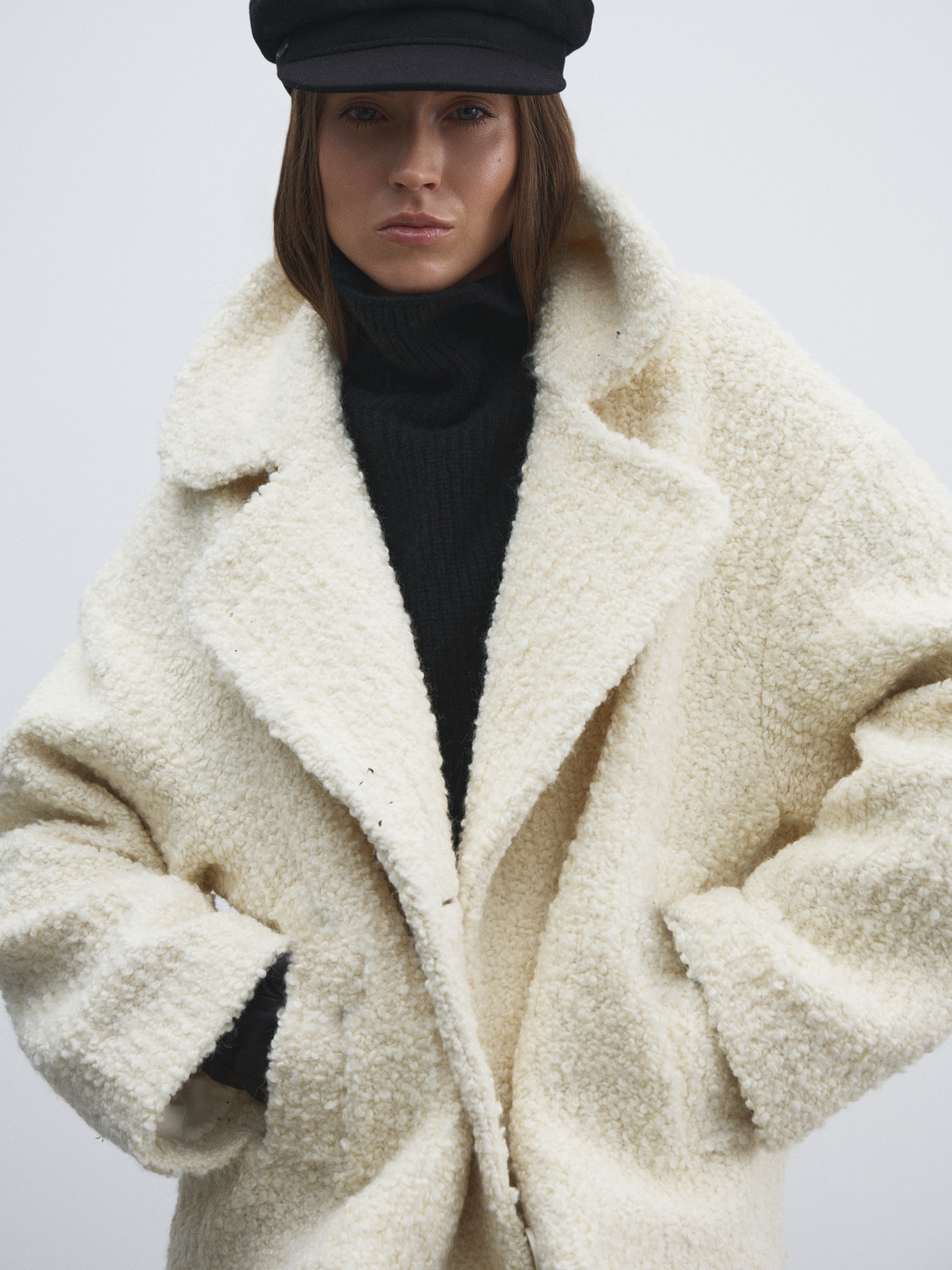 Женское полупальто MAISON DAVID MATILDA_ALPACO 4776004, молочно-белый