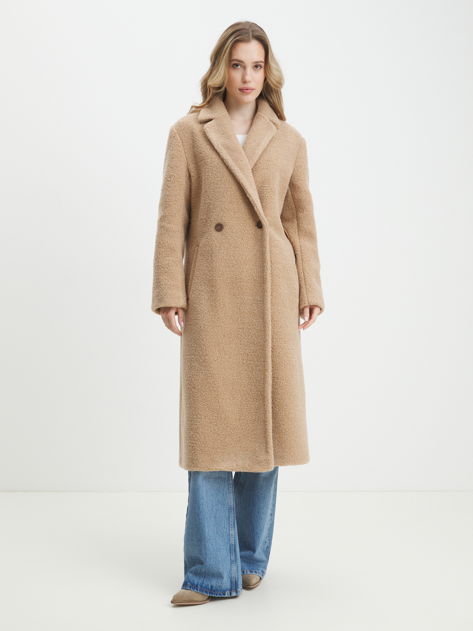 Женское пальто тедди MAISON DAVID NASTIA_TEDDY 05 4524377, бежевый