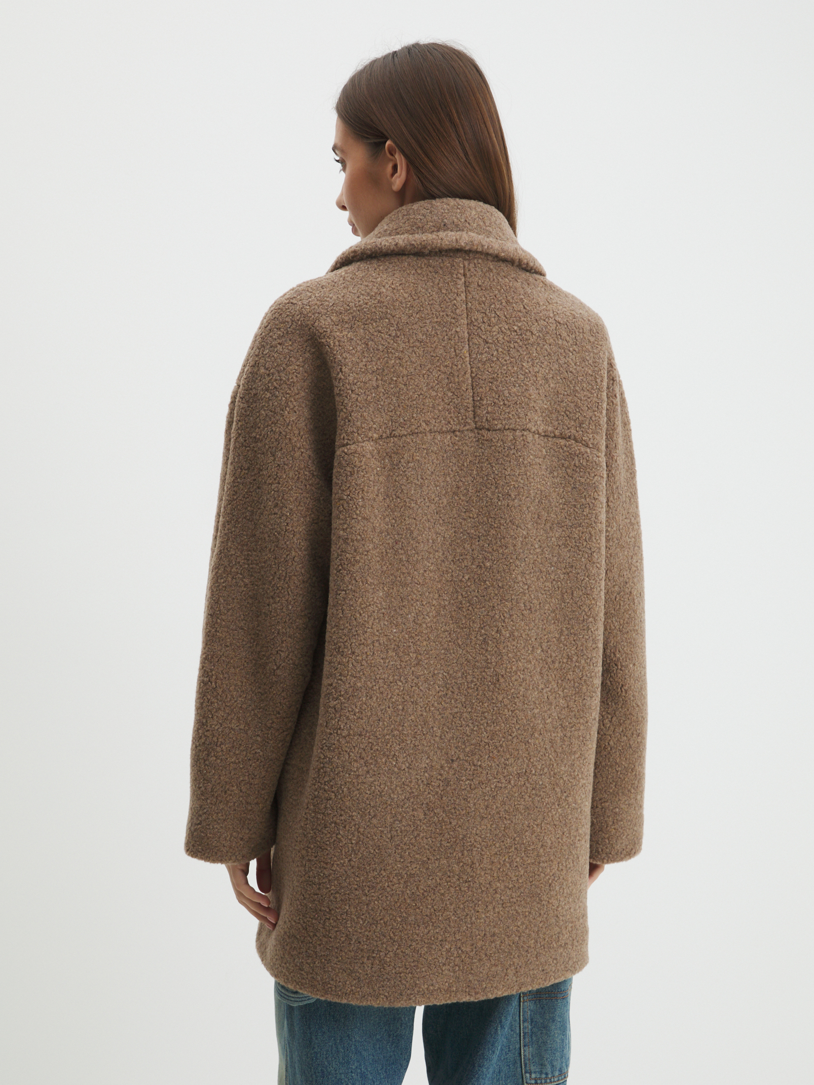 Женское полупальто тедди MAISON DAVID DIANA_TEDDY 05 4481662, серо-коричневый