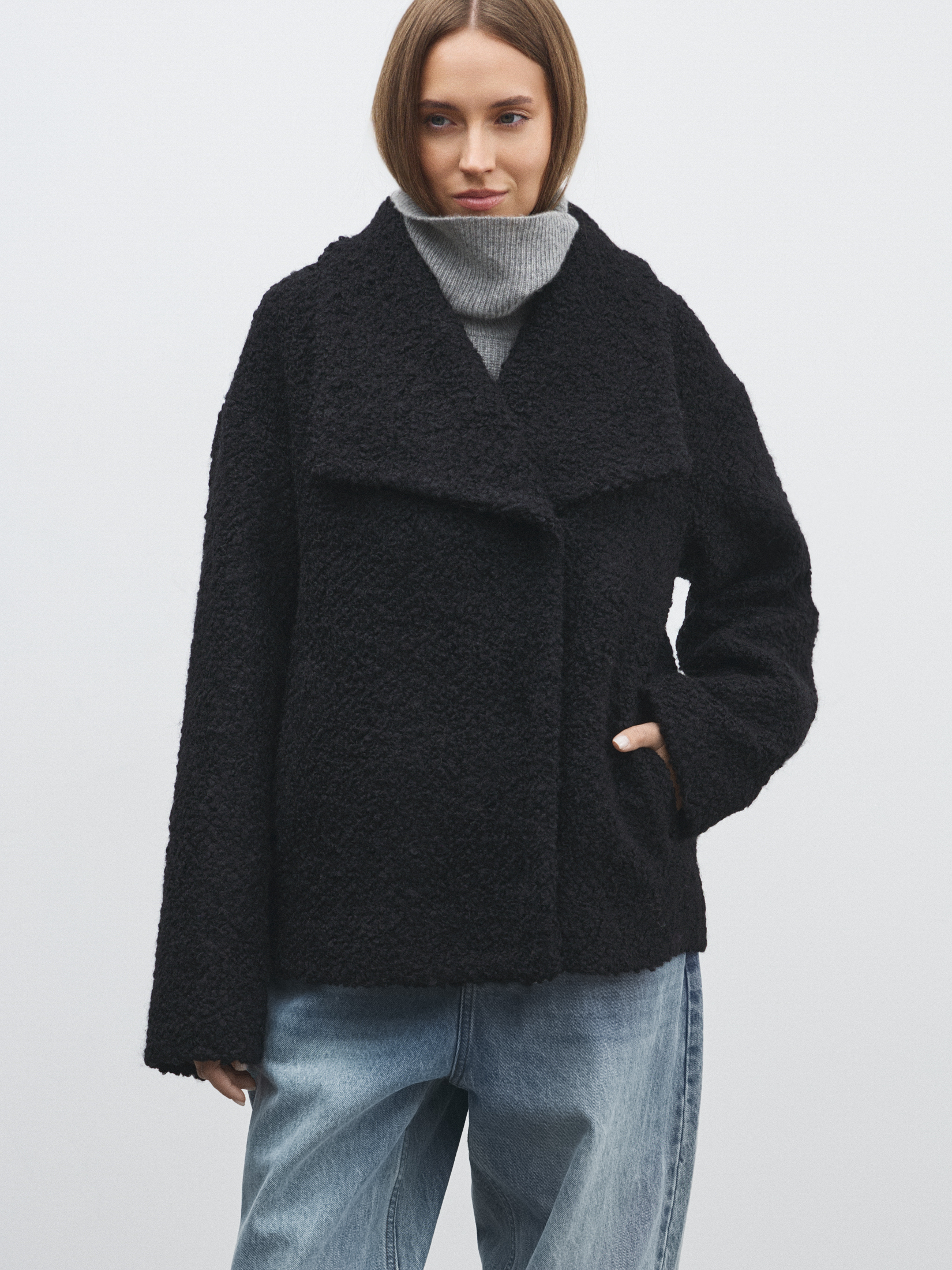 Женское полупальто MAISON DAVID MARTHE_ALPACO 4858844, черный